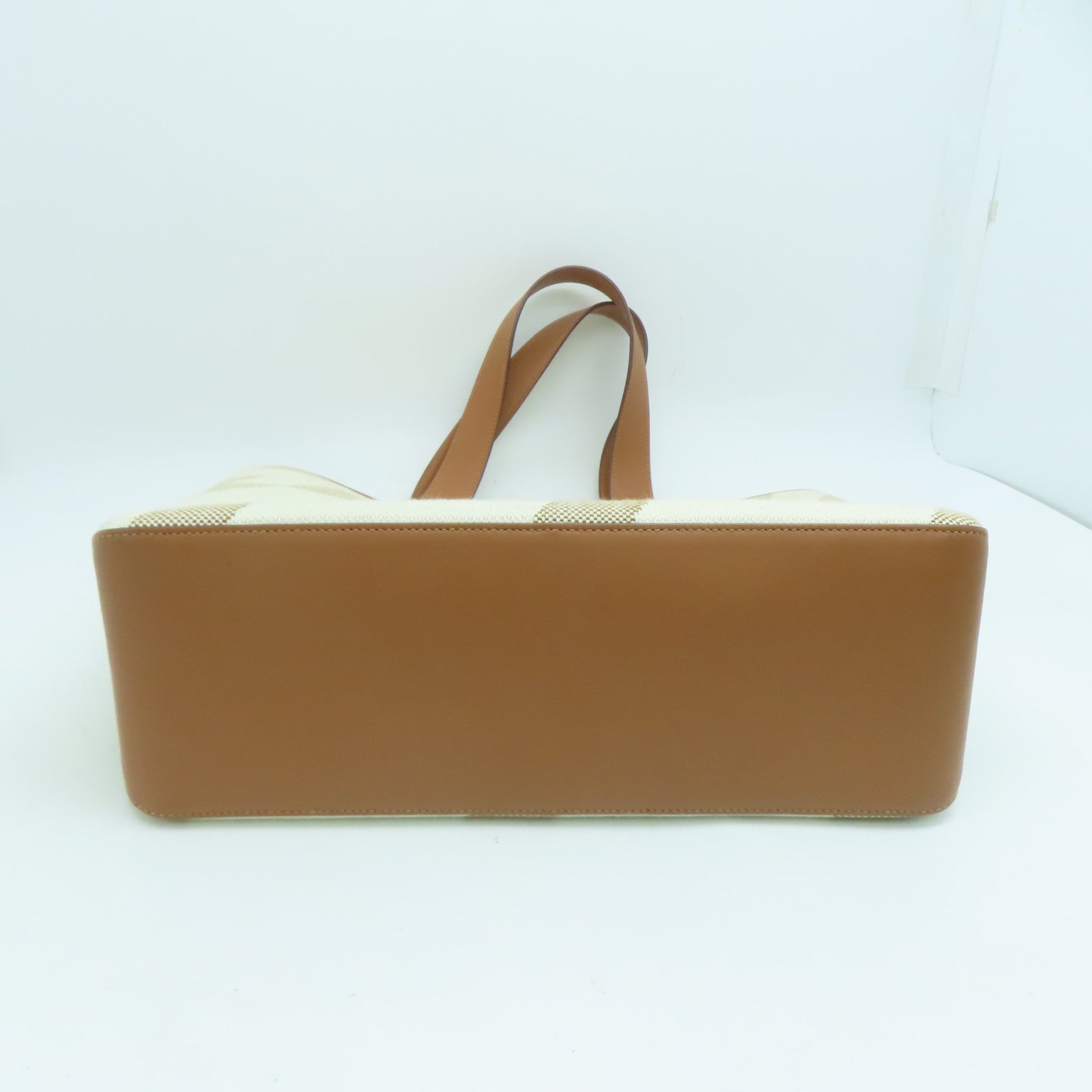 HERMES 帆布Cabas H en Biais 40 Bag肩背袋白色/經典駝色