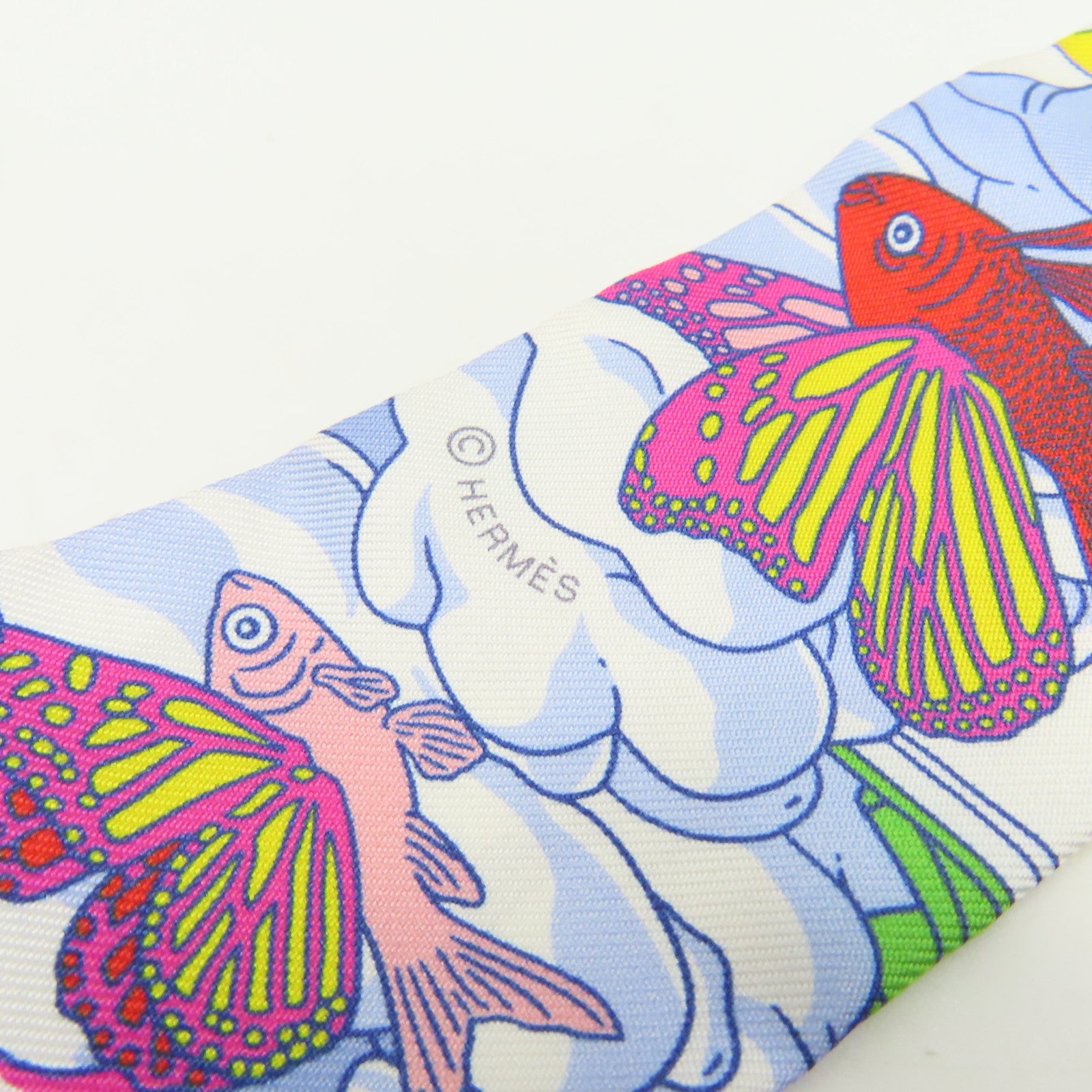 HERMES 絲質Twilly Scarf絲巾酒紅色/彩色