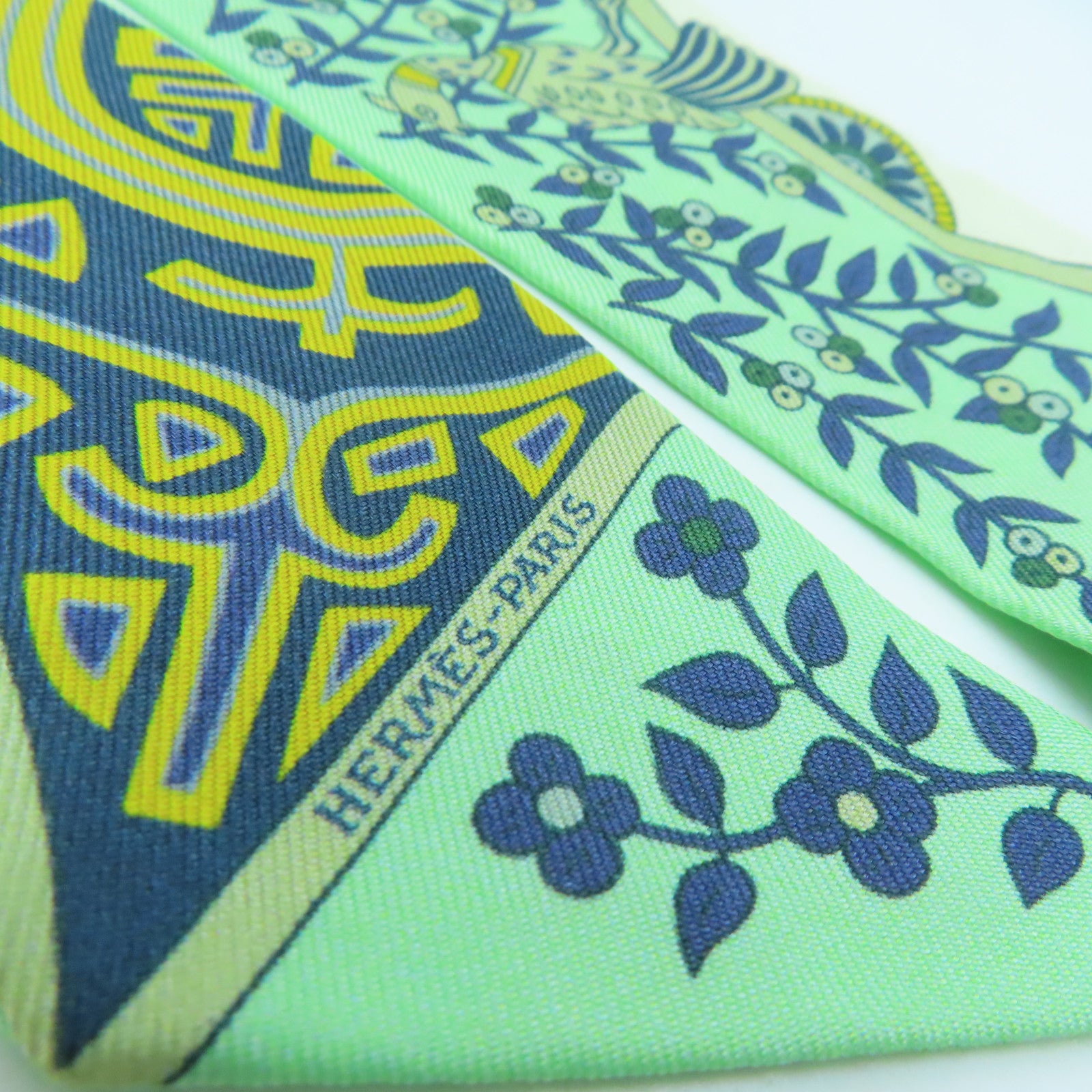 HERMES 絲質Twilly絲巾綠色