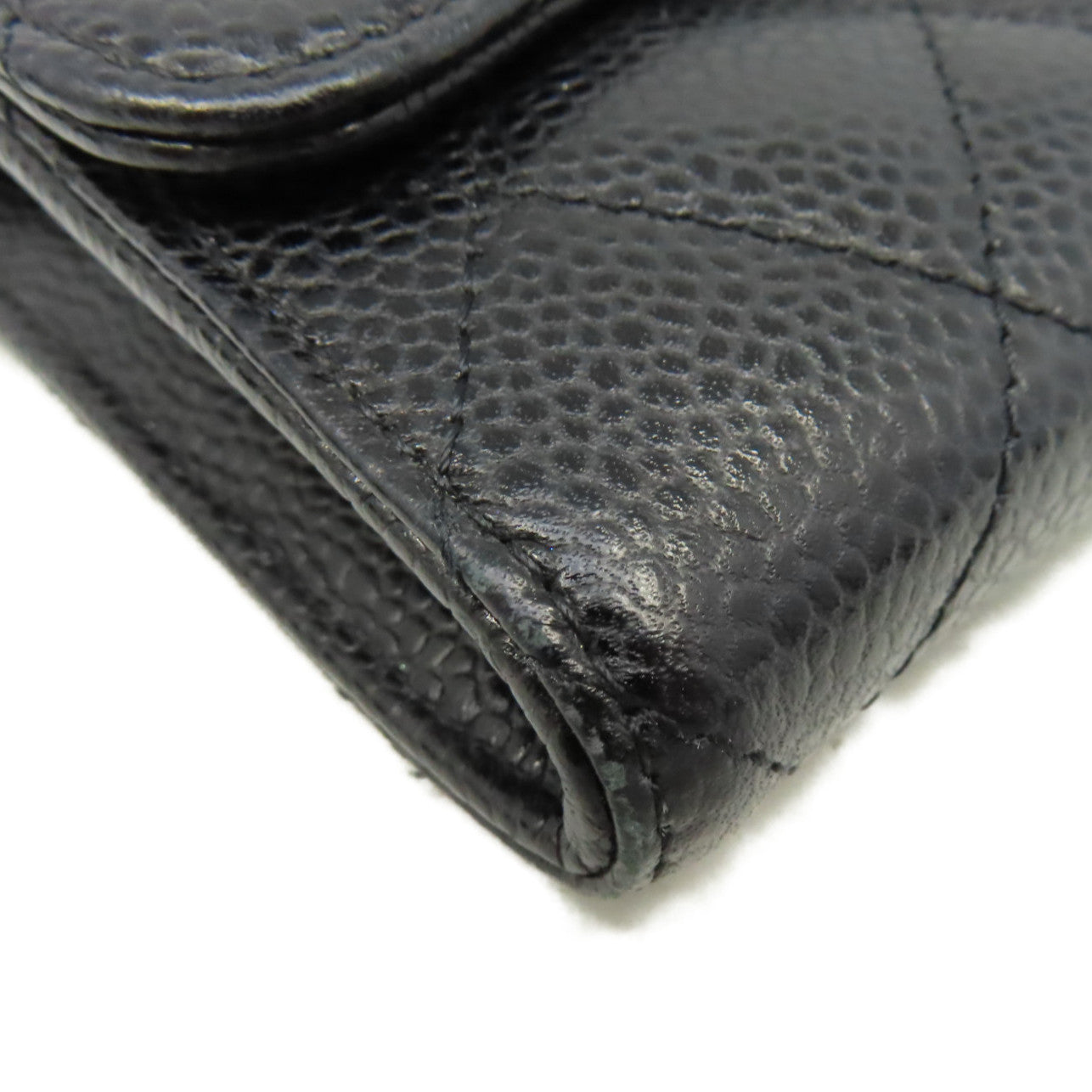 CHANEL 菱格Caviar皮革Long Wallet金扣長錢包黑色
