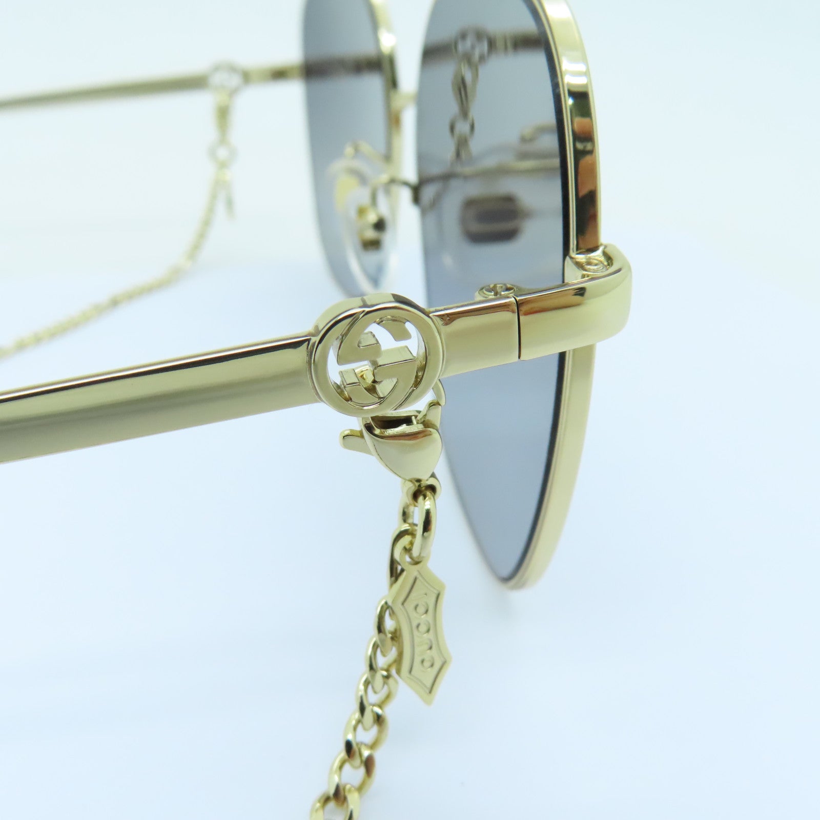 GUCCI PVC/Metal Sunglasses Gold Buckle Sunglasses Black