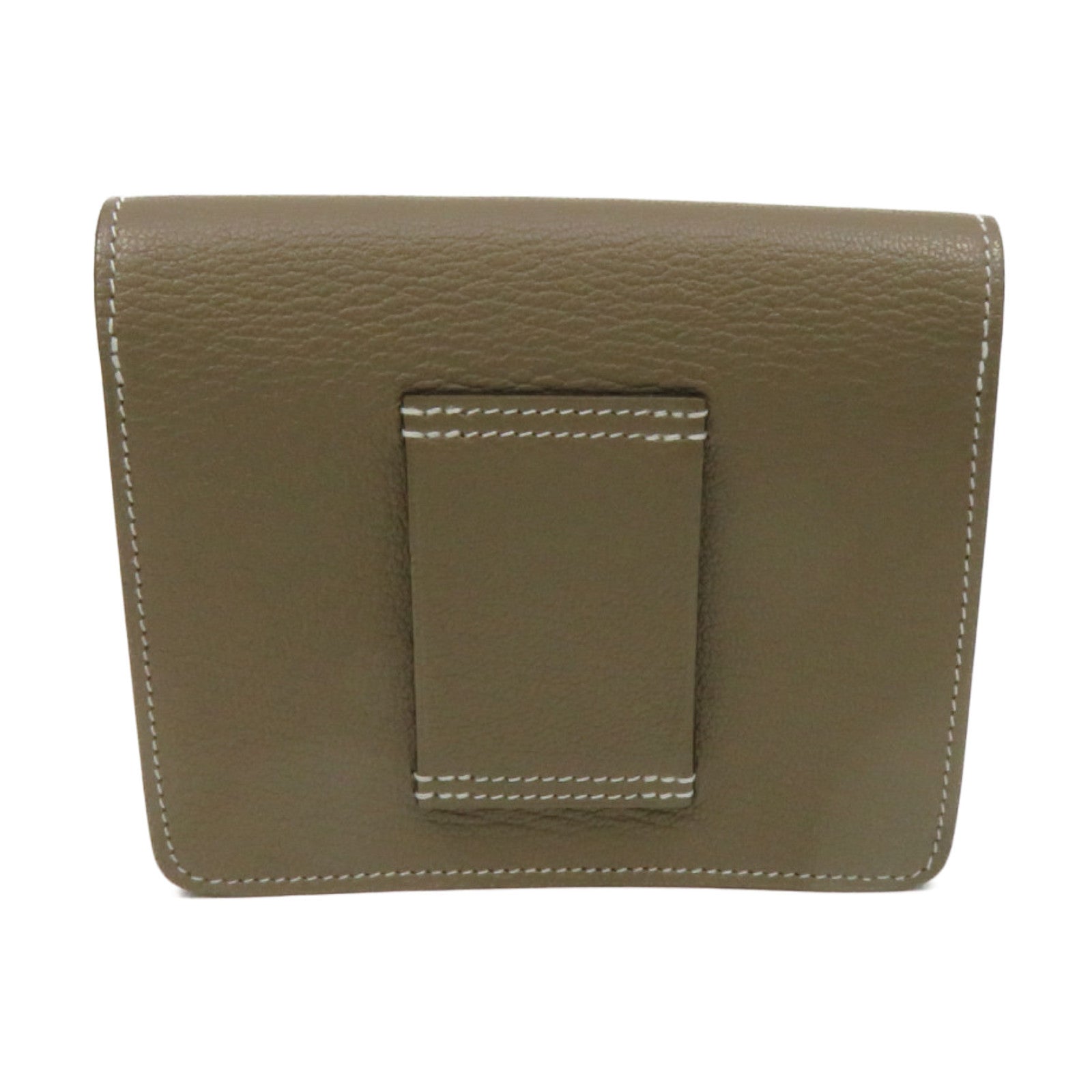 HERMES Chevre皮革Roulis Slim银扣钱包Etoupe大象灰色
