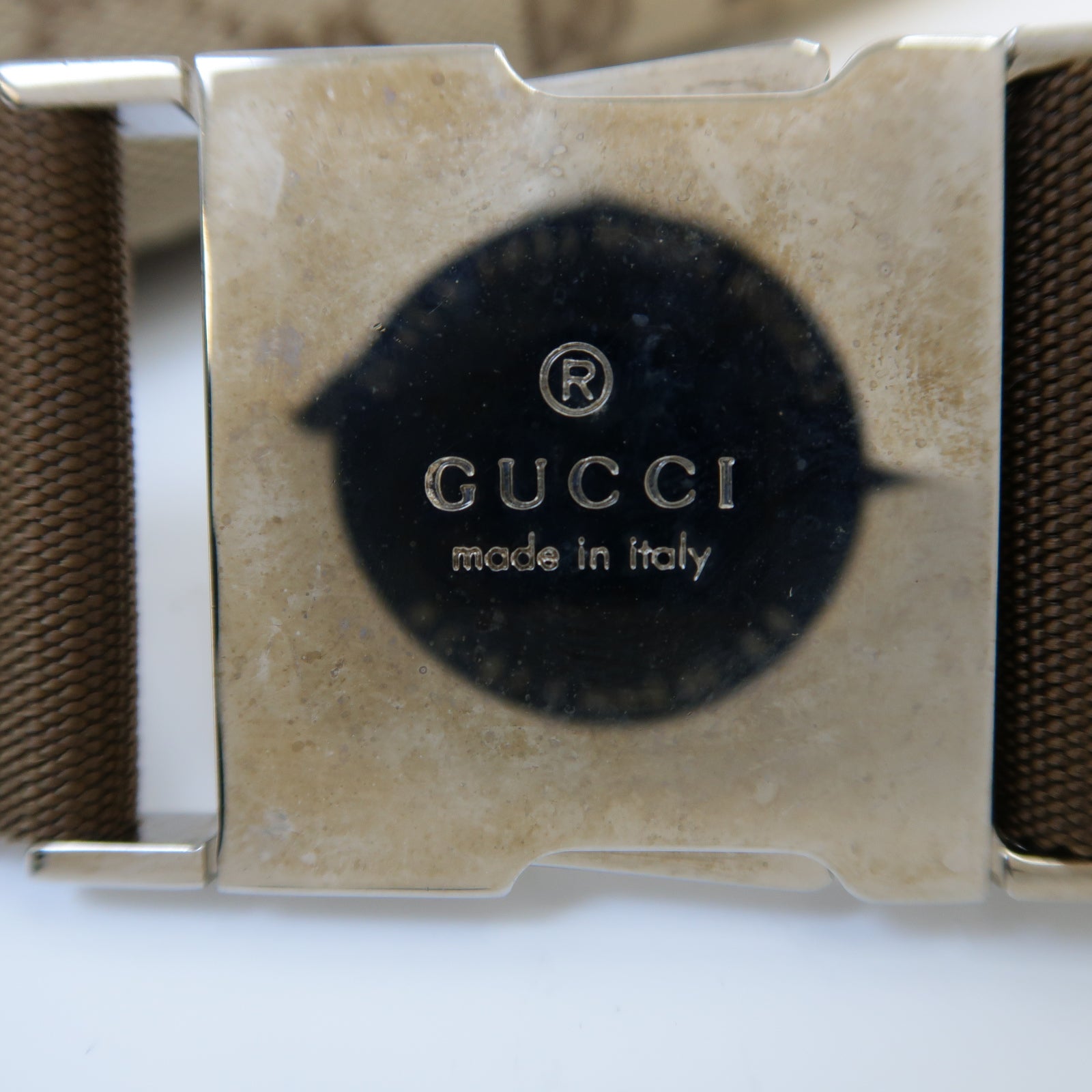 GUCCI 帆布Waist Bag銀扣腰包啡色