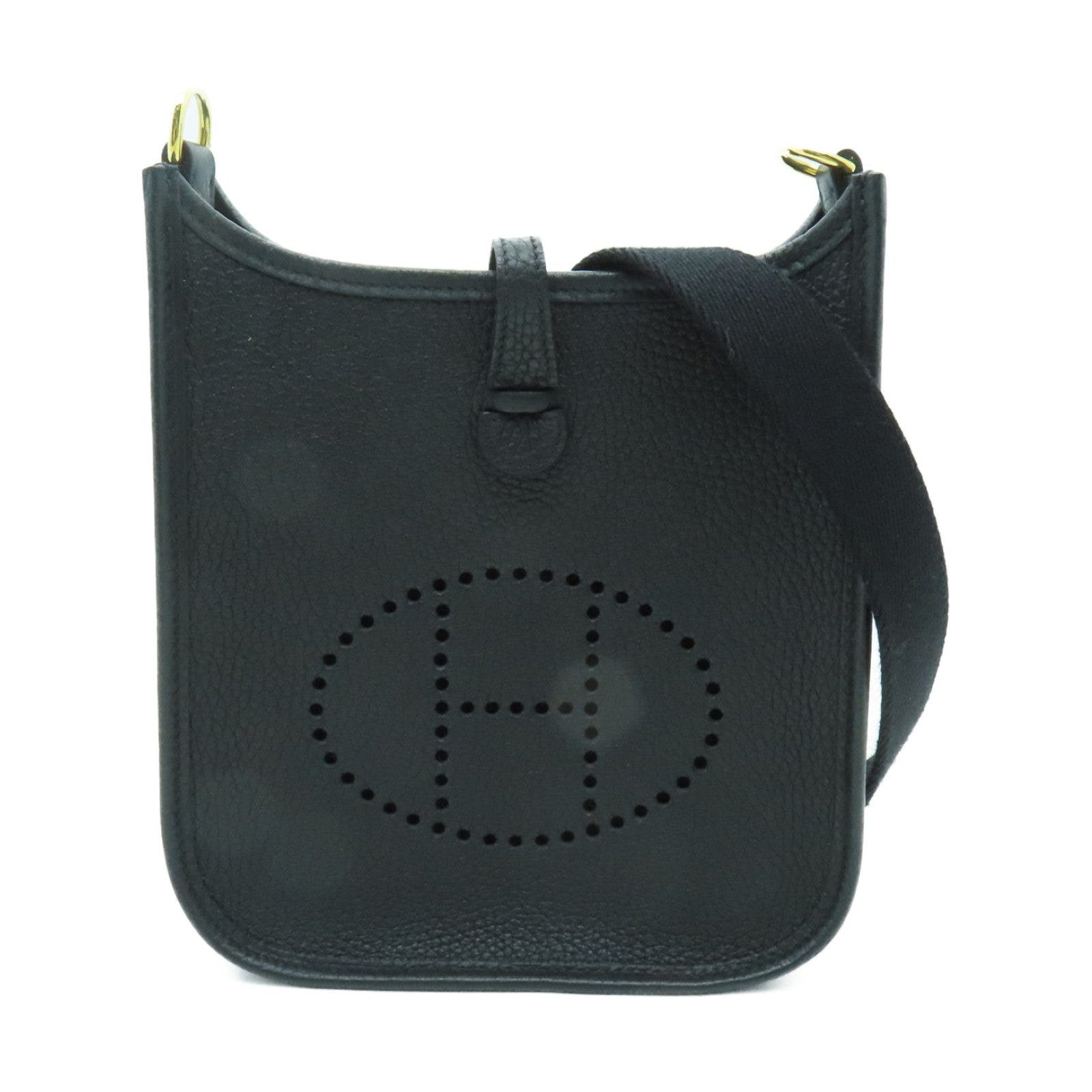 HERMES Clemence皮革Evelyne TPM金扣肩背袋Noir黑色Noir黑色
