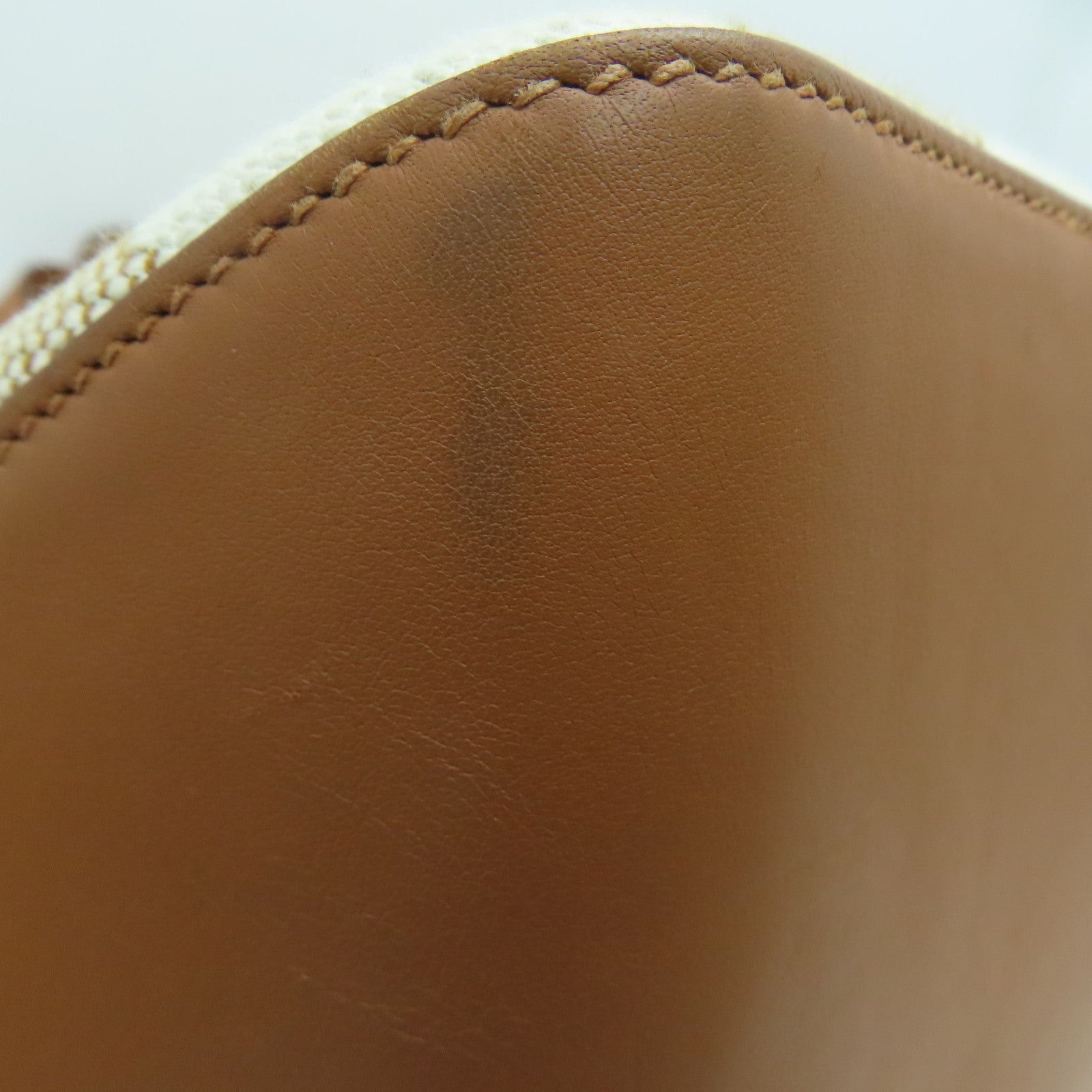 HERMES 帆布Cabas H en Biais 40 Bag肩背袋白色/經典駝色