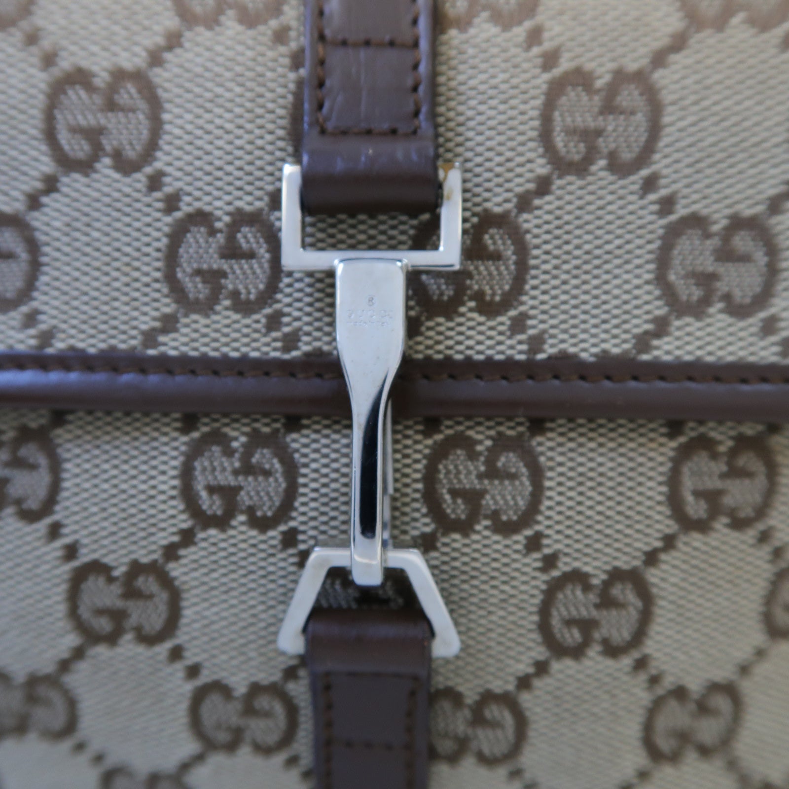 GUCCI 帆布Waist Bag銀扣腰包啡色