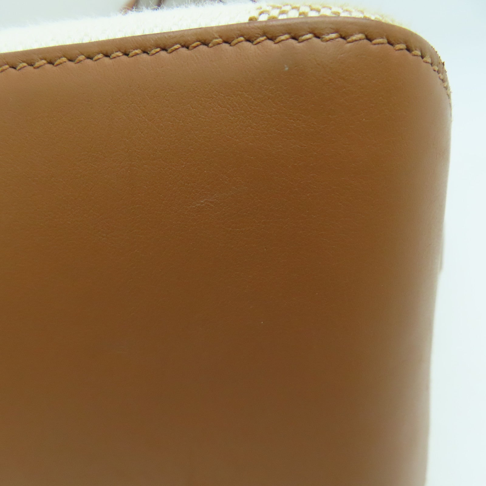 HERMES 帆布Cabas H en Biais 40 Bag肩背袋白色/經典駝色