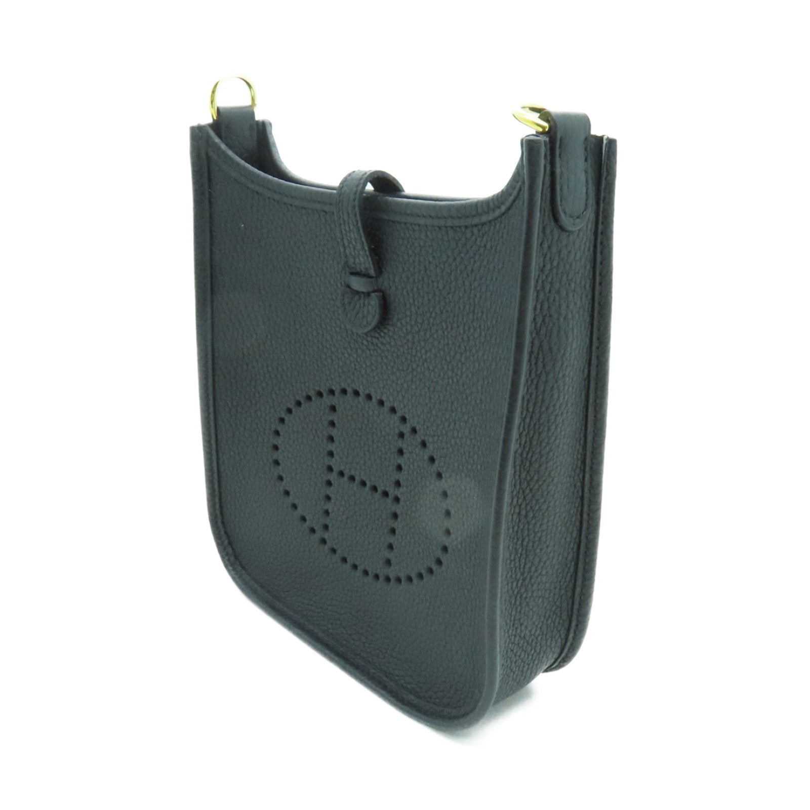 HERMES Clemence皮革Evelyne TPM金扣肩背袋Noir黑色Noir黑色
