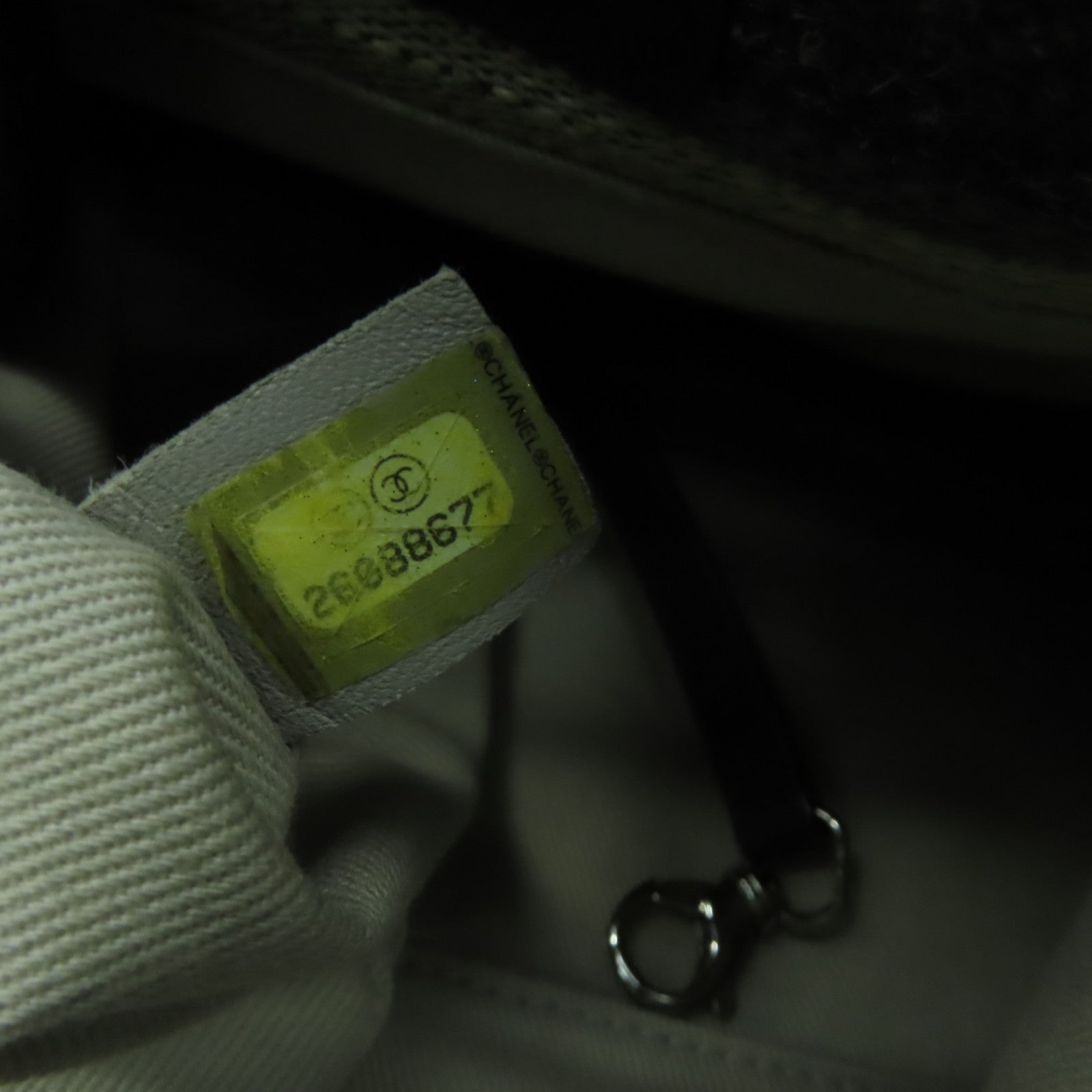 CHANEL 帆布Deanville Tote銀扣手挽肩背兩用袋黑色/灰色
