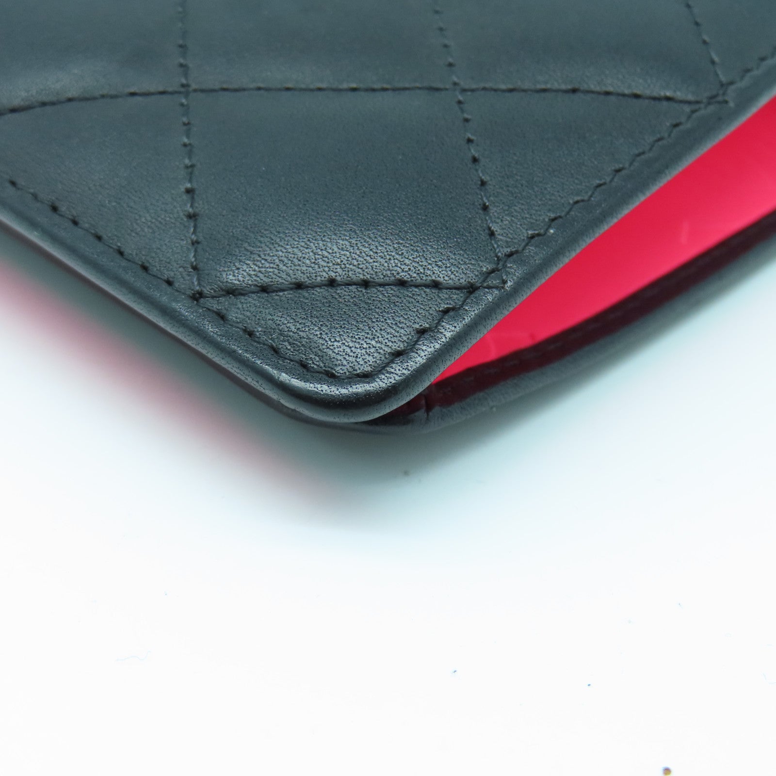 CHANEL 牛皮皮革Cambon Line Wallet长钱包黑色/粉红色