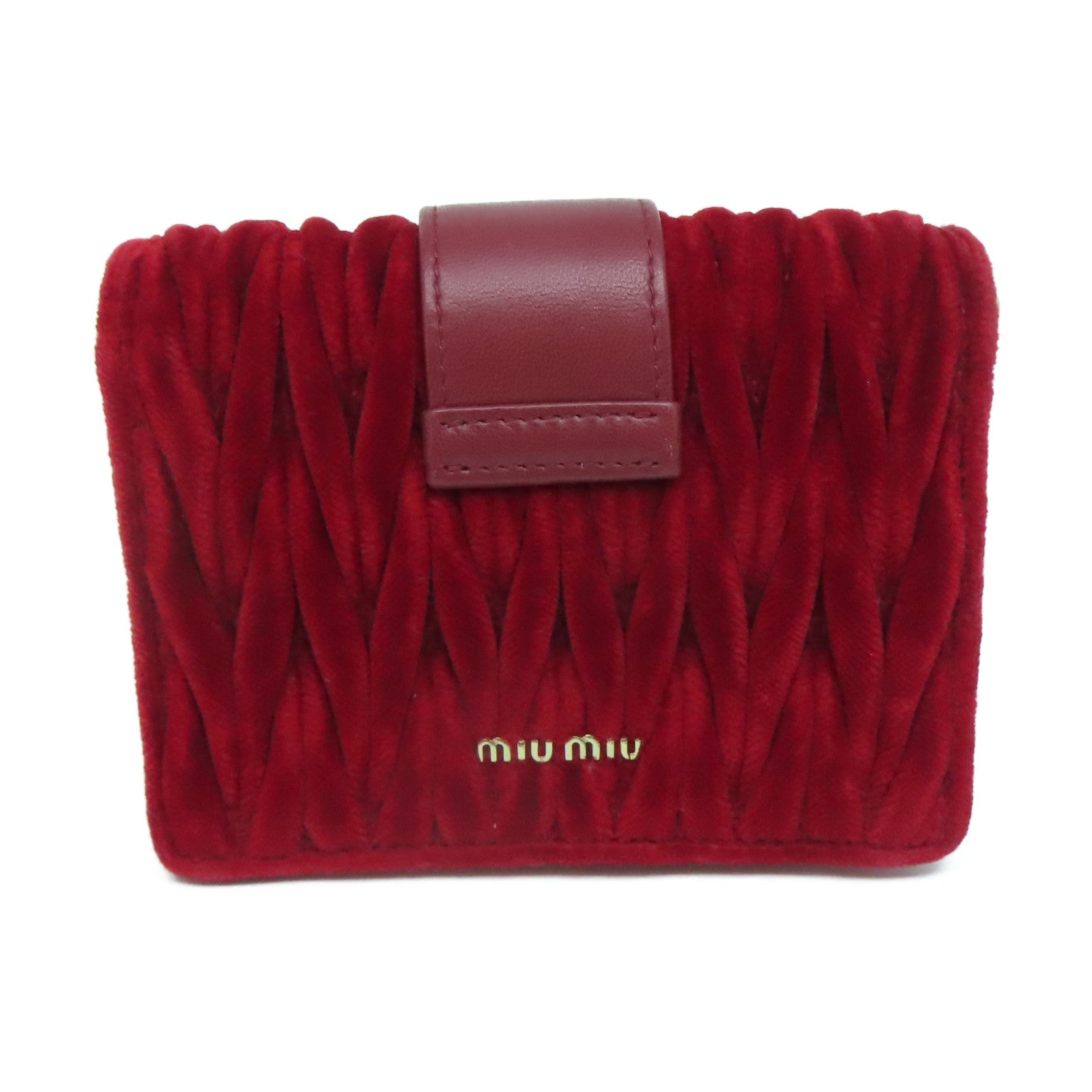 Miu Miu 天鵝絨Chain Shoulder金扣鏈帶肩背袋紅色