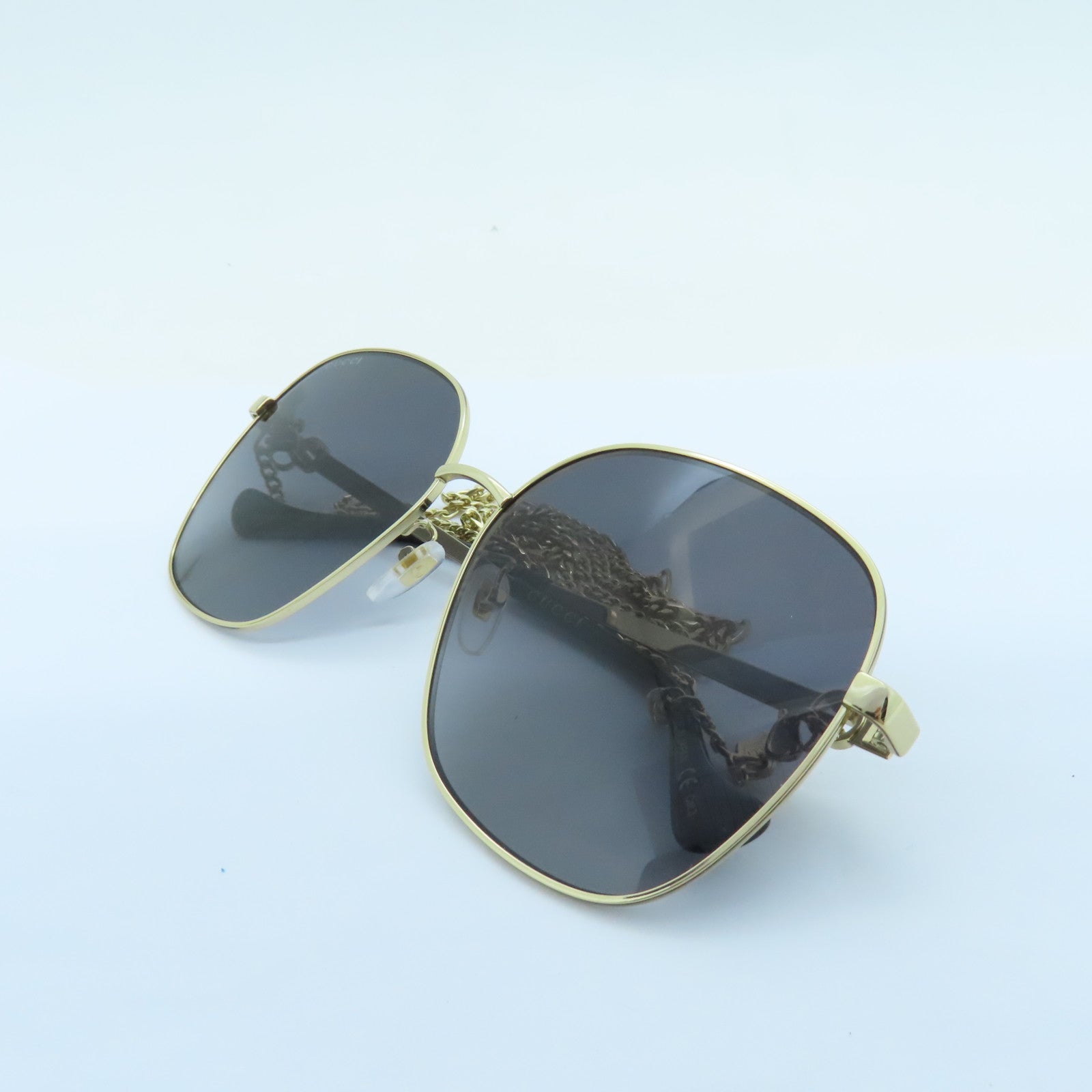 GUCCI PVC/Metal Sunglasses Gold Buckle Sunglasses Black