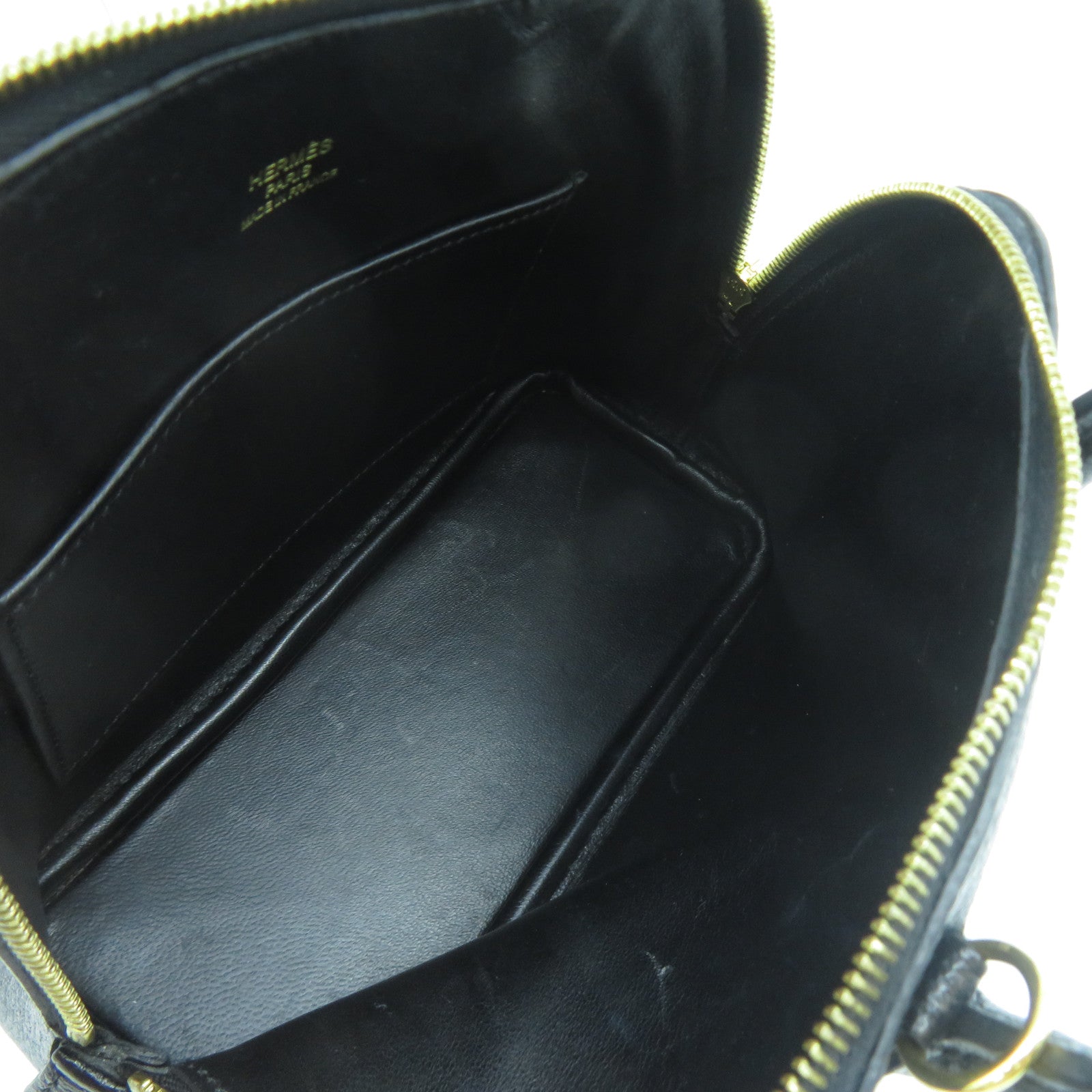 HERMES Chevre皮革Mini Bolide金扣手挽肩背兩用袋Noir黑色