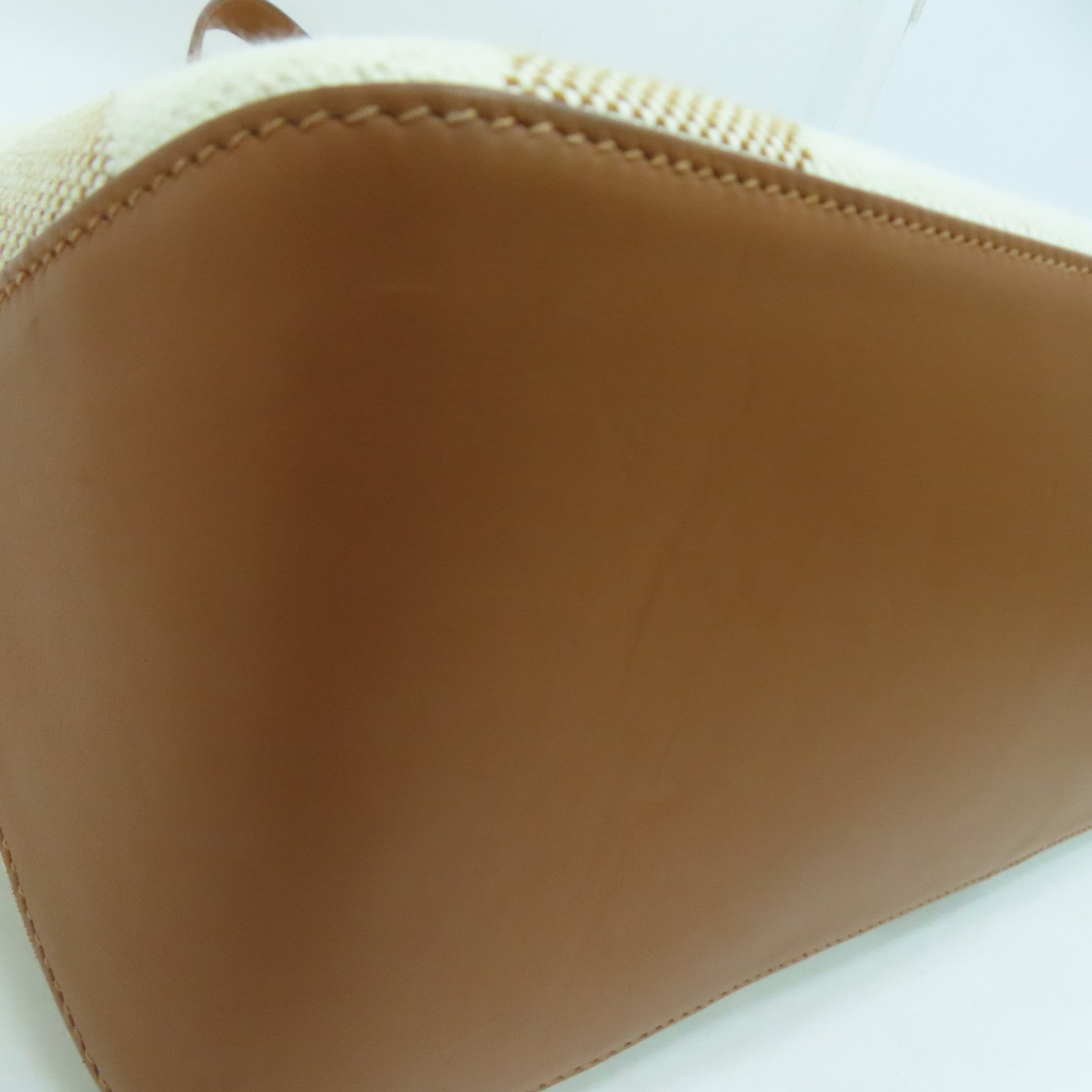 HERMES 帆布Cabas H en Biais 40 Bag肩背袋白色/經典駝色