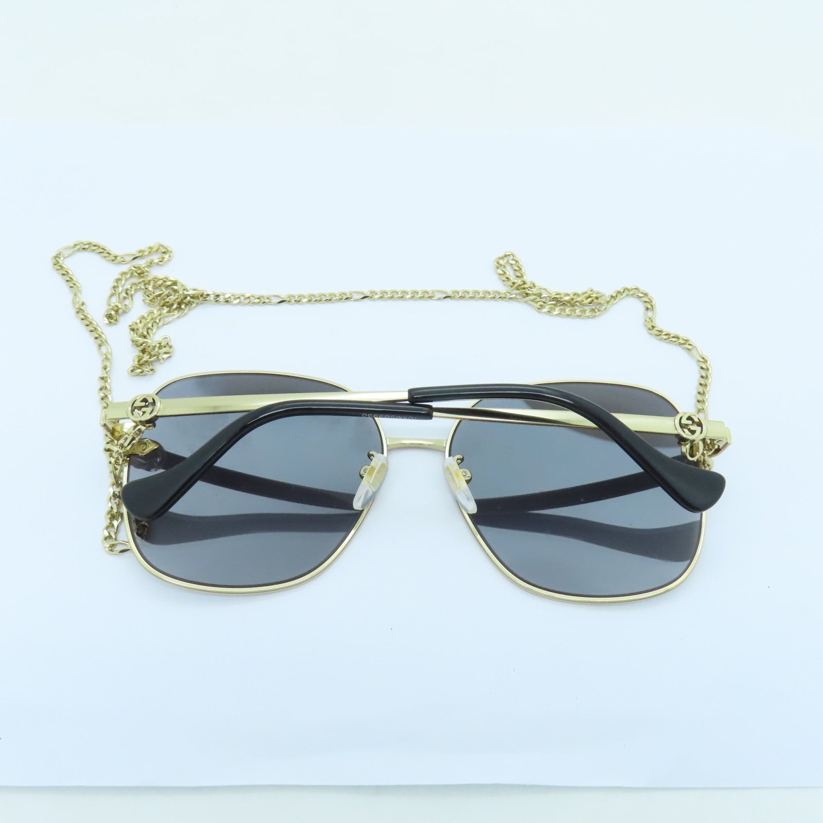 GUCCI PVC/Metal Sunglasses Gold Buckle Sunglasses Black