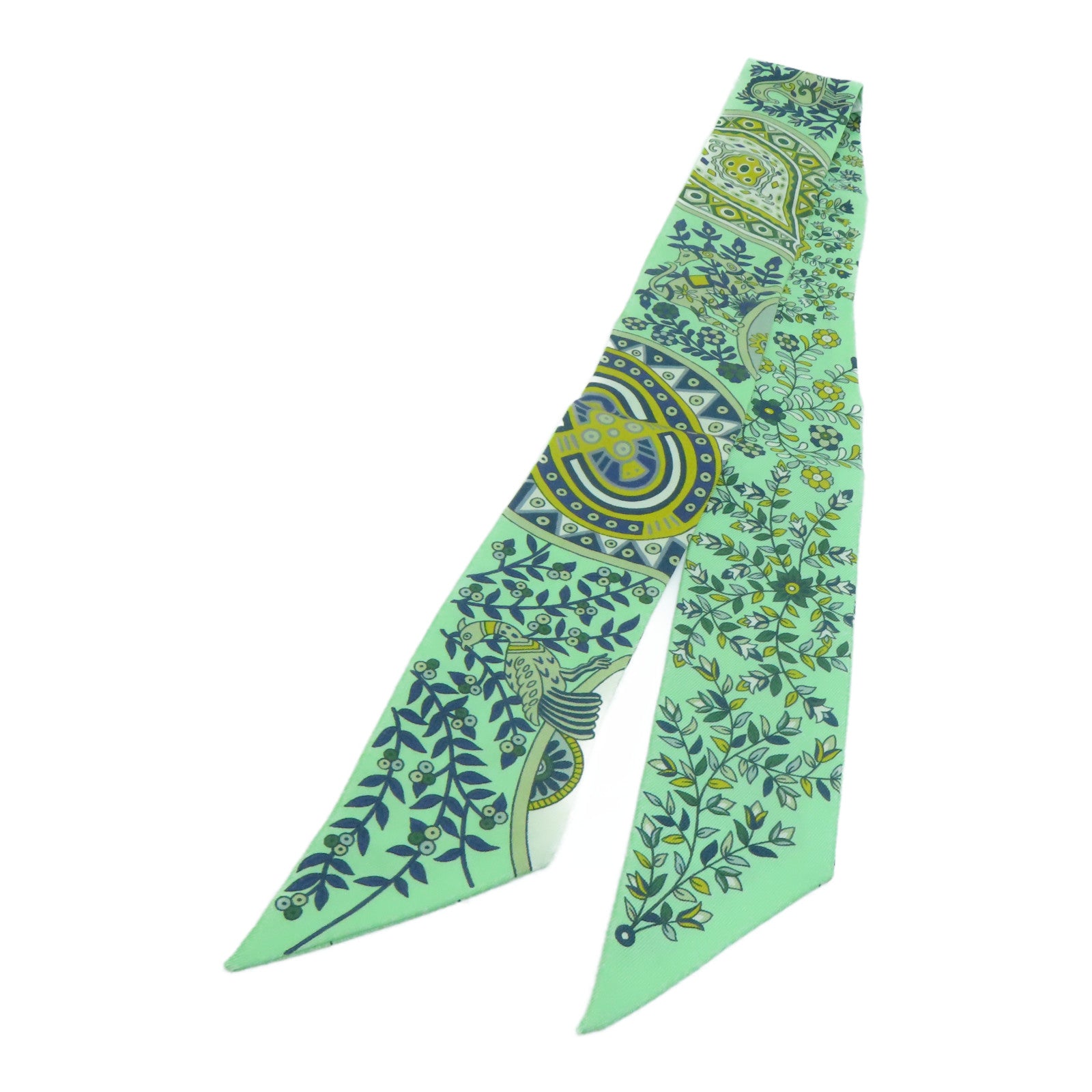 HERMES Silk Twilly Scarf Green