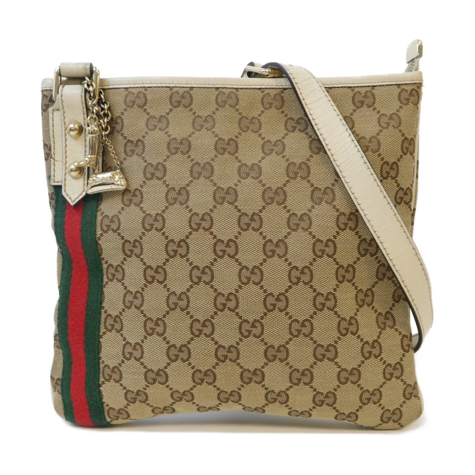 GUCCI 帆布Shoulder Bag金扣肩背袋啡色