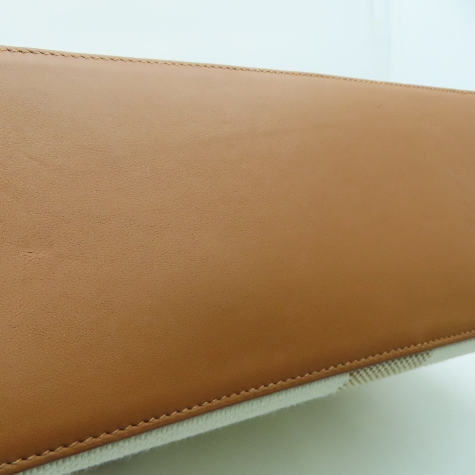 HERMES 帆布Cabas H en Biais 40 Bag肩背袋白色/經典駝色