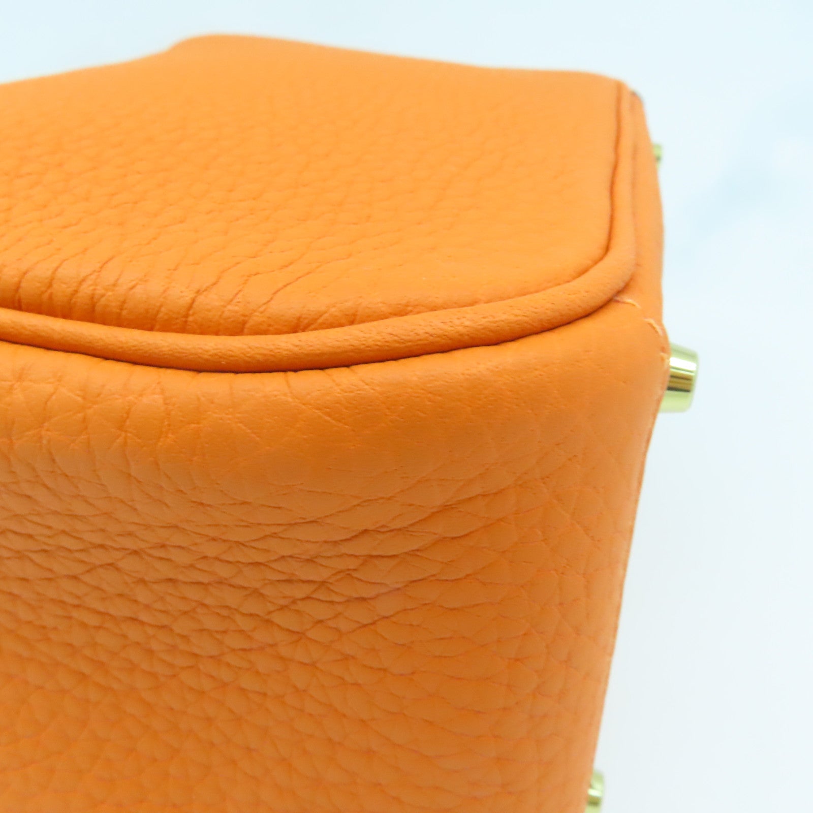 HERMES Clemence皮革Mini Lindy金扣手挽肩背兩用袋經典橘