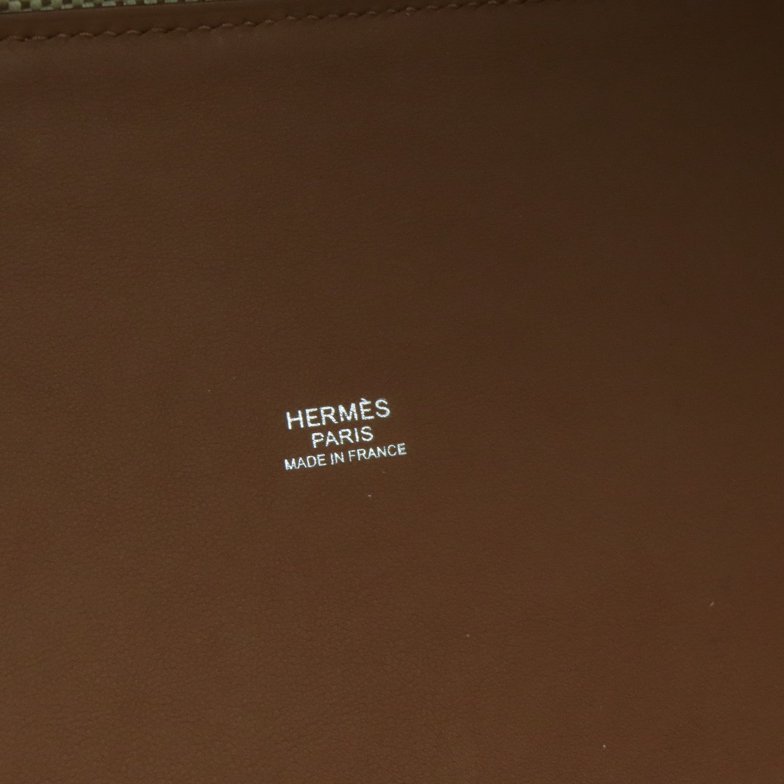 HERMES 帆布Cabas H en Biais 40 Bag肩背袋白色/經典駝色