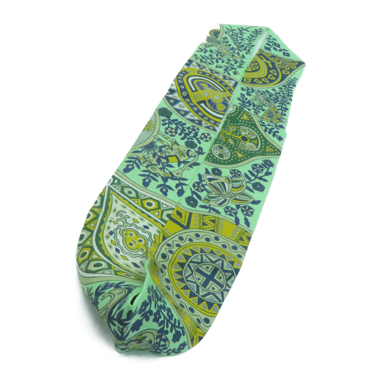 HERMES Silk Twilly Scarf Green