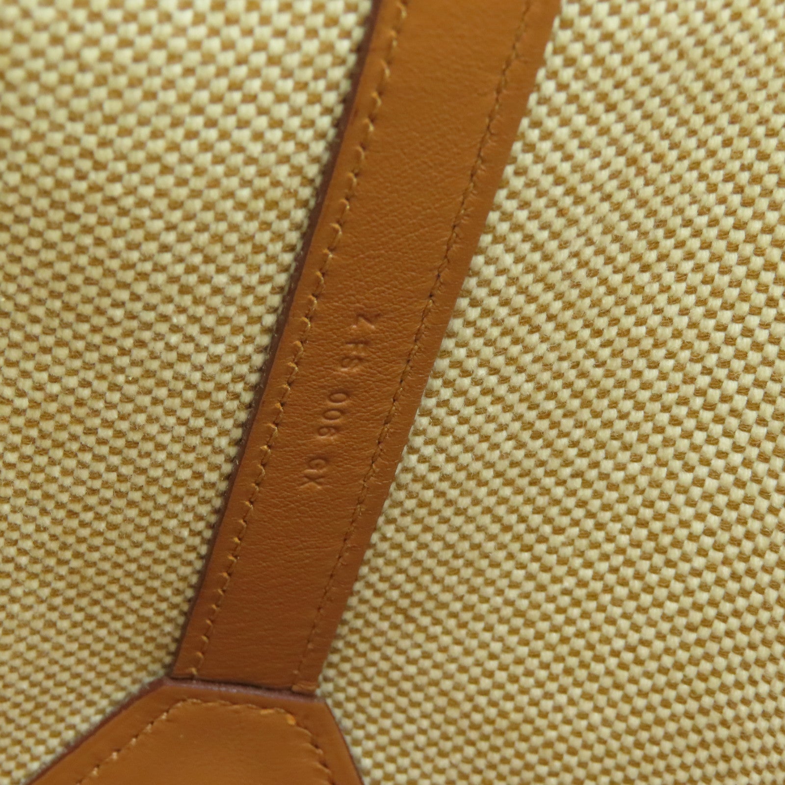 HERMES 帆布Cabas H en Biais 40 Bag肩背袋白色/經典駝色