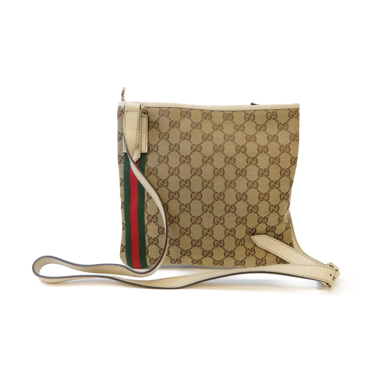 GUCCI 帆布Shoulder Bag金扣肩背袋啡色