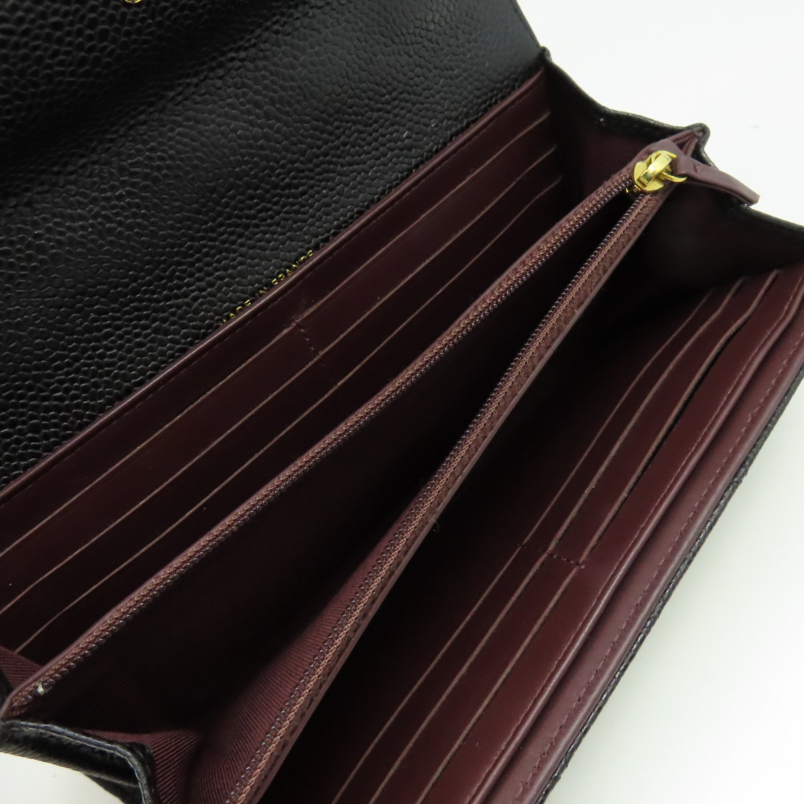 CHANEL 菱格Caviar皮革Long Wallet金扣長錢包黑色