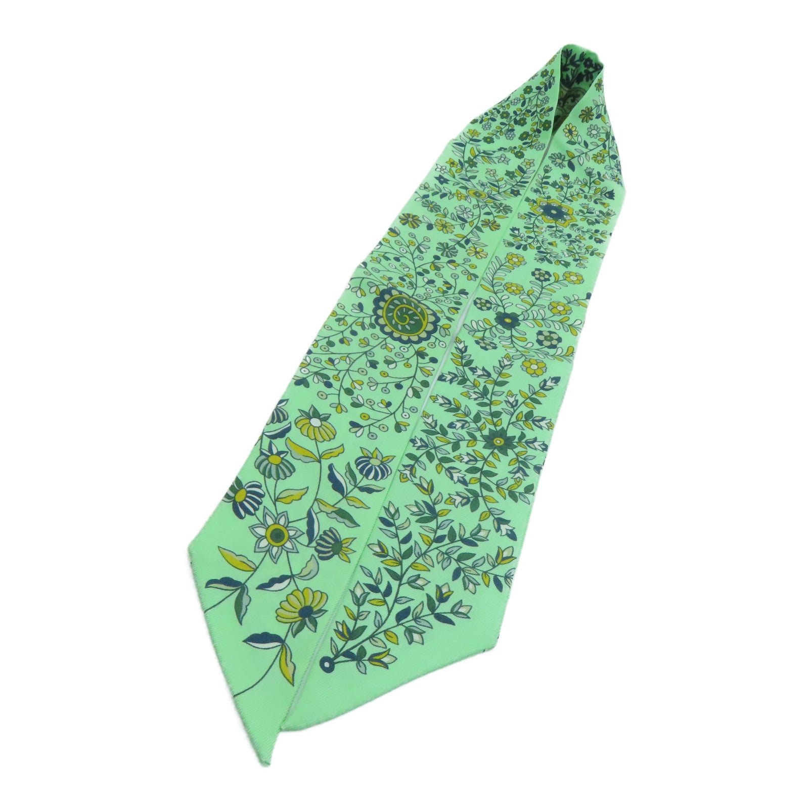 HERMES Silk Twilly Scarf Green