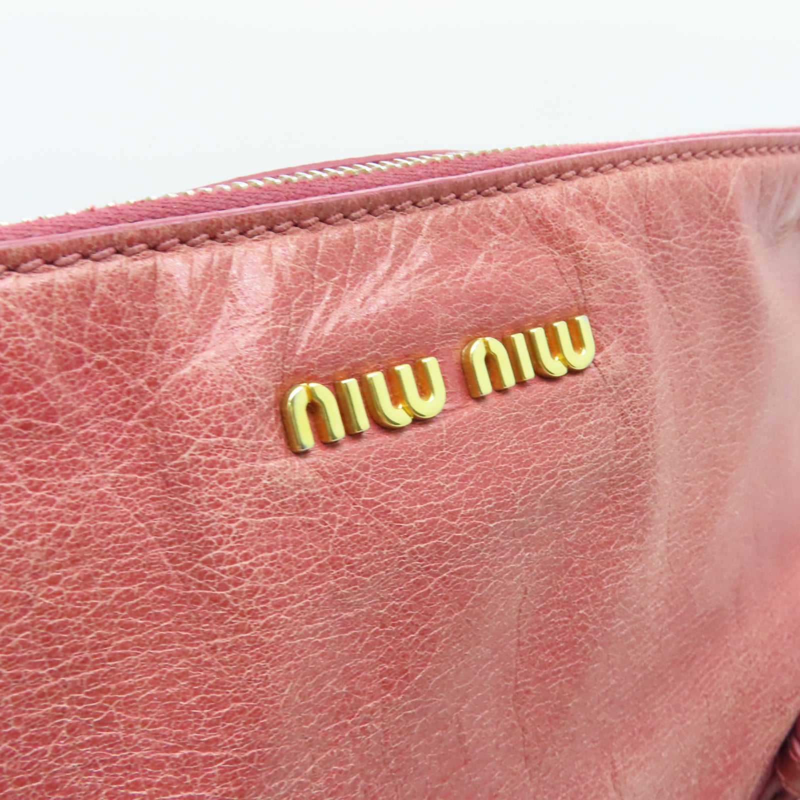 Miu Miu 【激減優惠】牛皮皮革2 Way Shoulder金扣手挽肩背兩用袋粉紅色