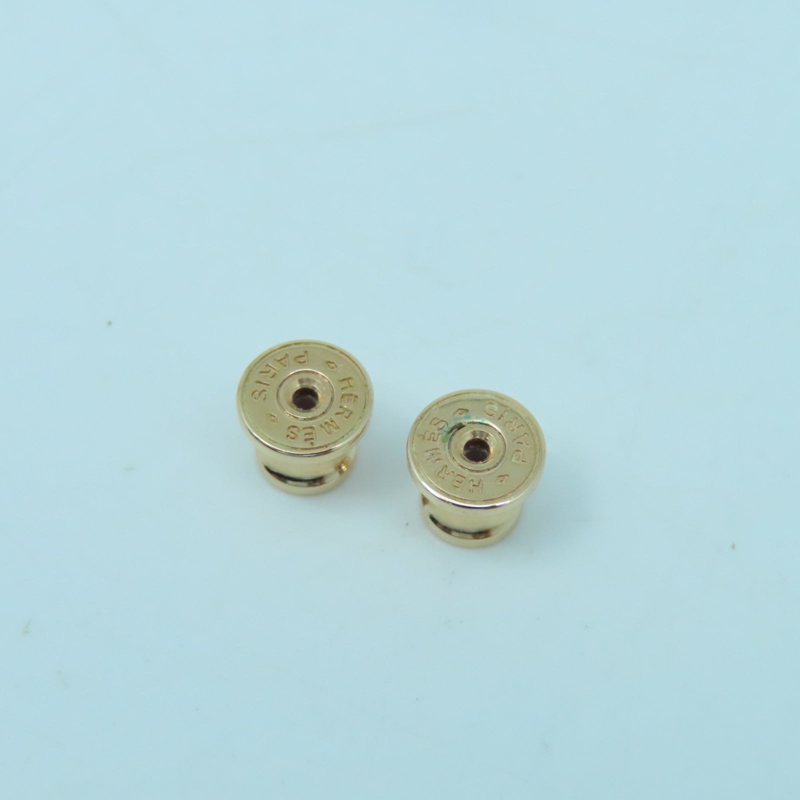 HERMES Metal Earring Pop H Gold Buckle Earrings Orange Red