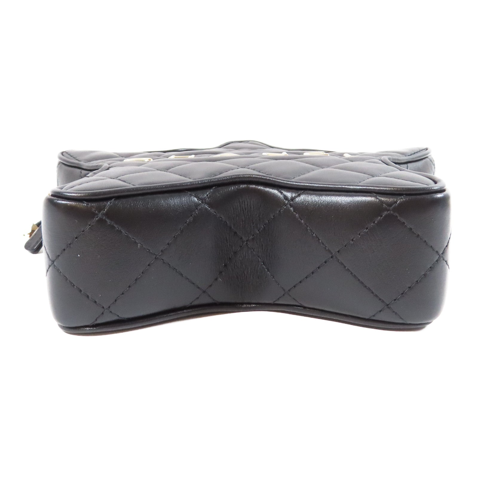 CHANEL 菱格牛皮皮革Star Chain Shoulder Bag銀扣鏈帶肩背袋黑色