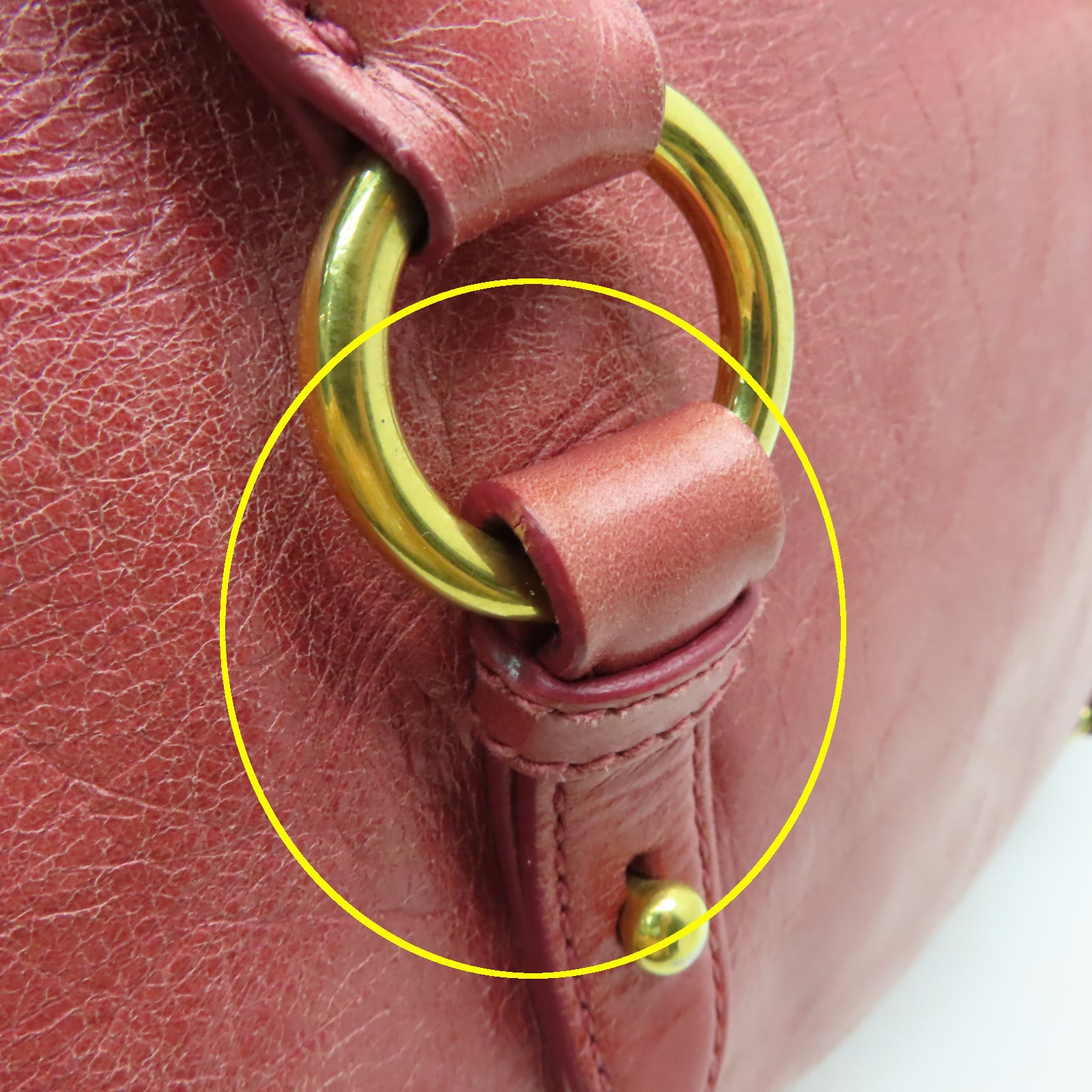 Miu Miu 【激減優惠】牛皮皮革2 Way Shoulder金扣手挽肩背兩用袋粉紅色