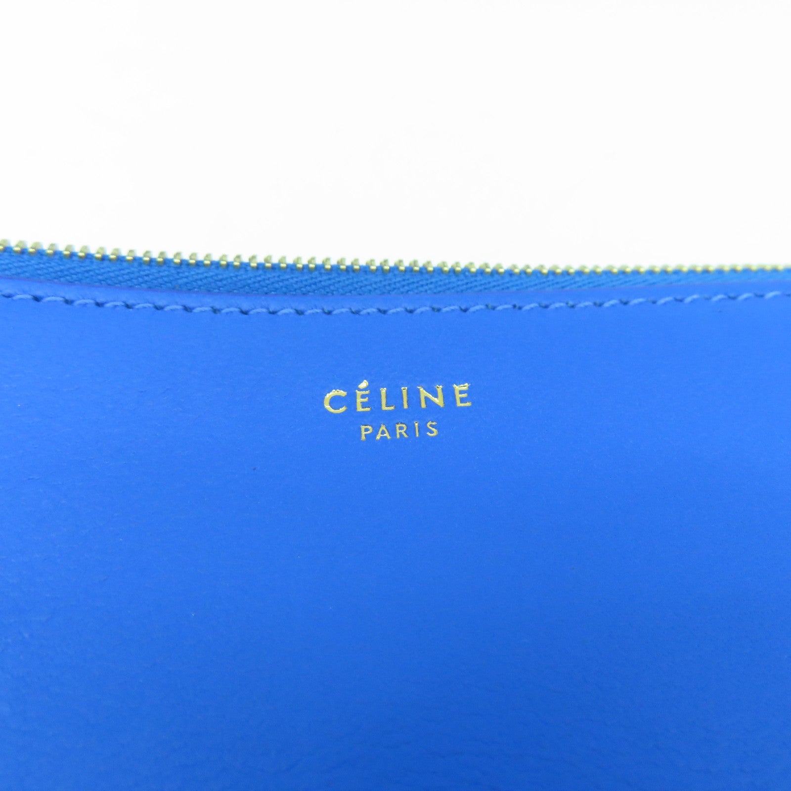 CELINE Calf Leather Pouch Gold Buckle Bag Blue/Green