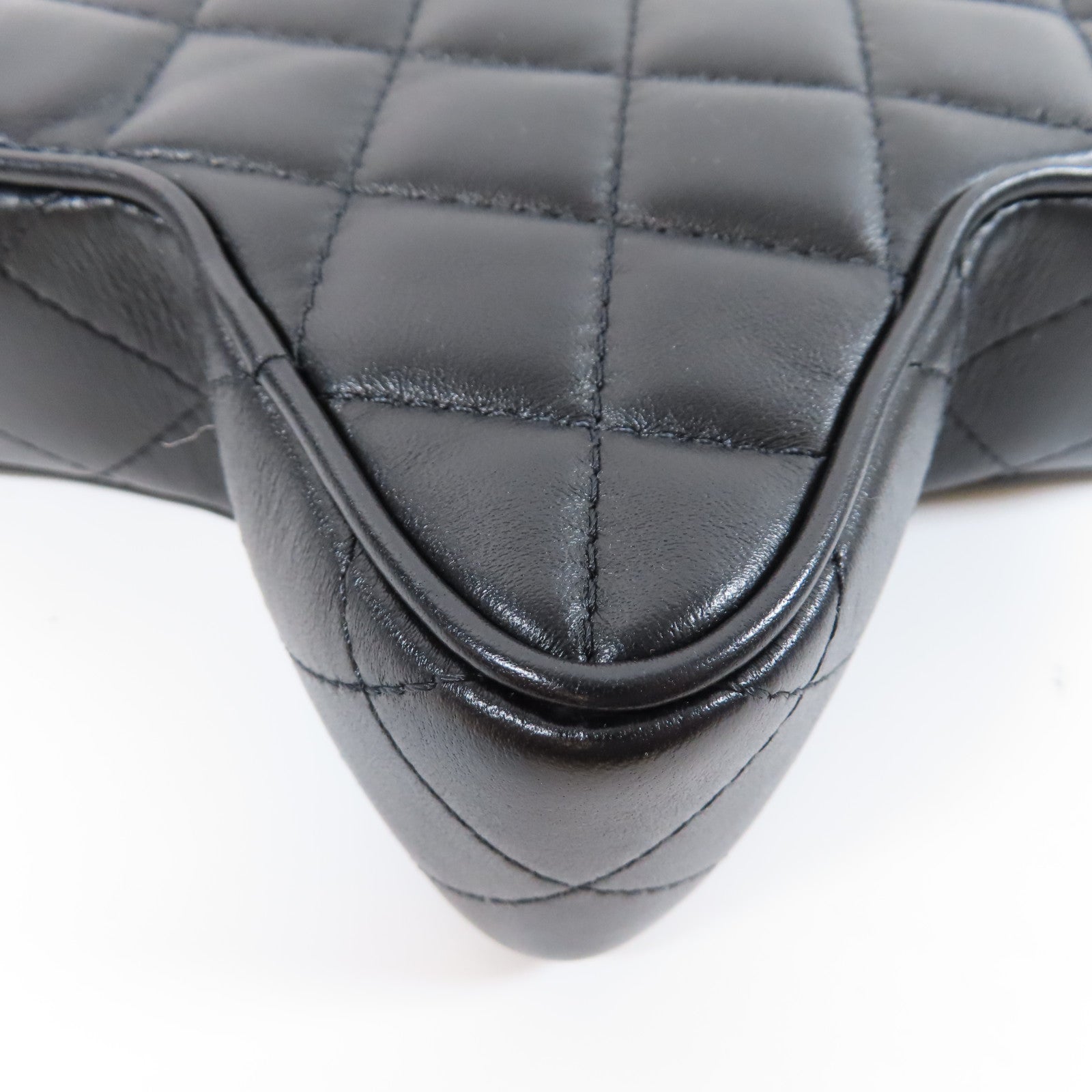 CHANEL 菱格牛皮皮革Star Chain Shoulder Bag銀扣鏈帶肩背袋黑色