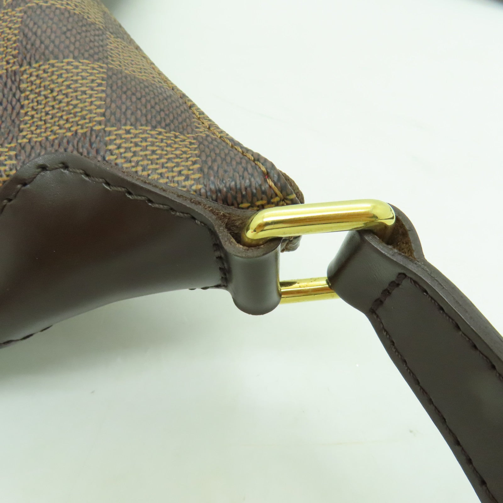 LOUIS VUITTON Damier Bloomsbury PM金扣肩背袋棕色