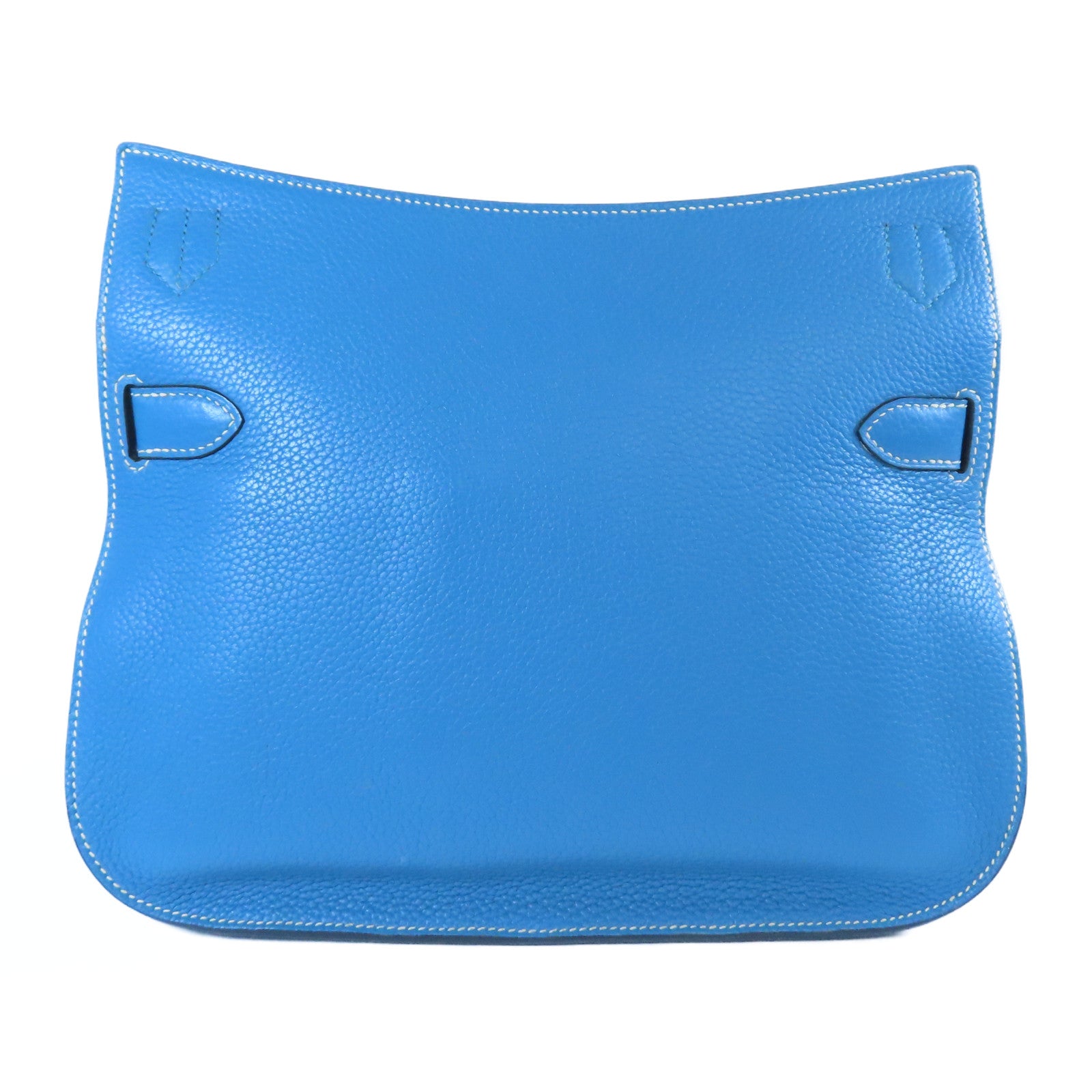 HERMES Togo皮革Jypsiere 28銀扣肩背袋Bleu Jean牛仔藍色