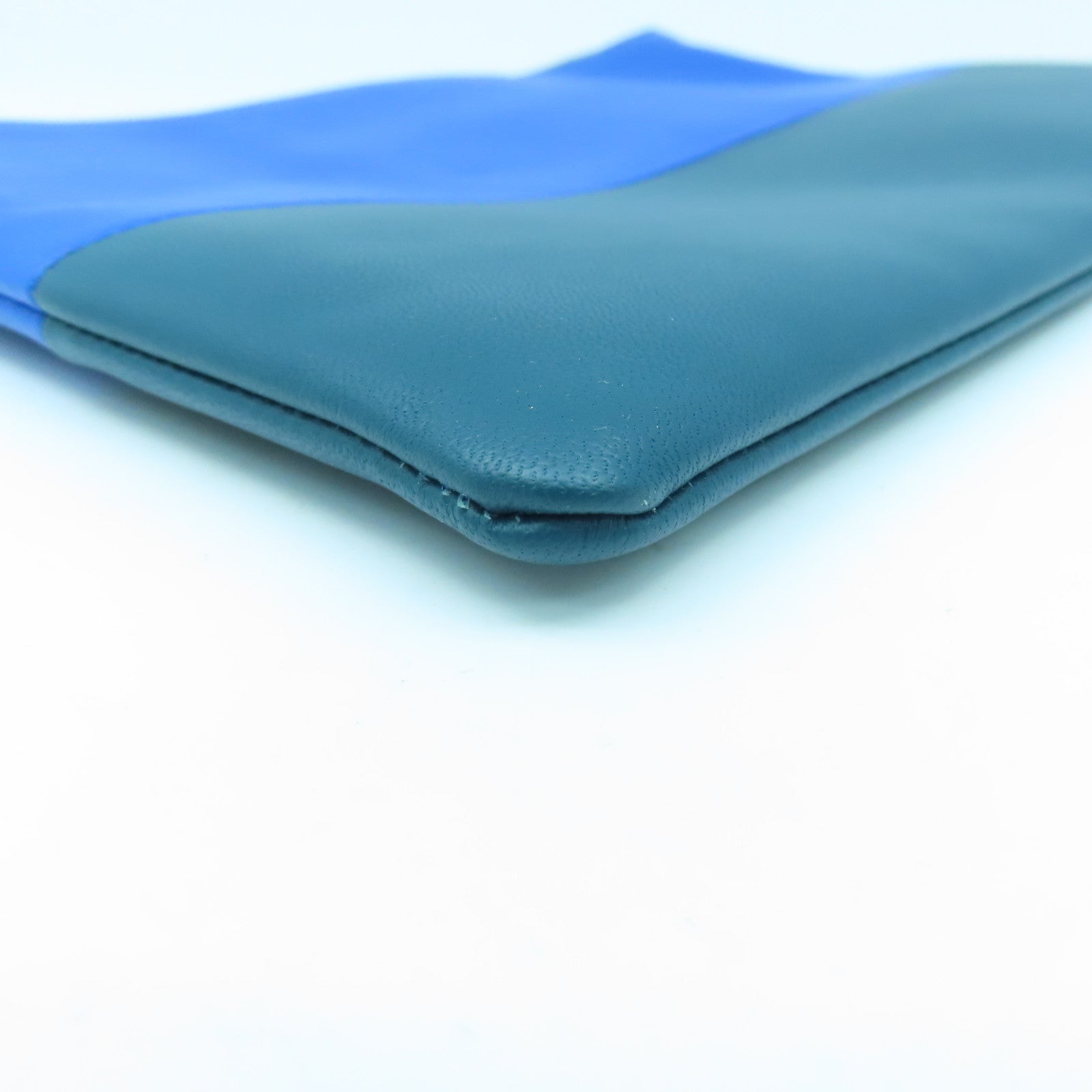 CELINE Calf Leather Pouch Gold Buckle Bag Blue/Green