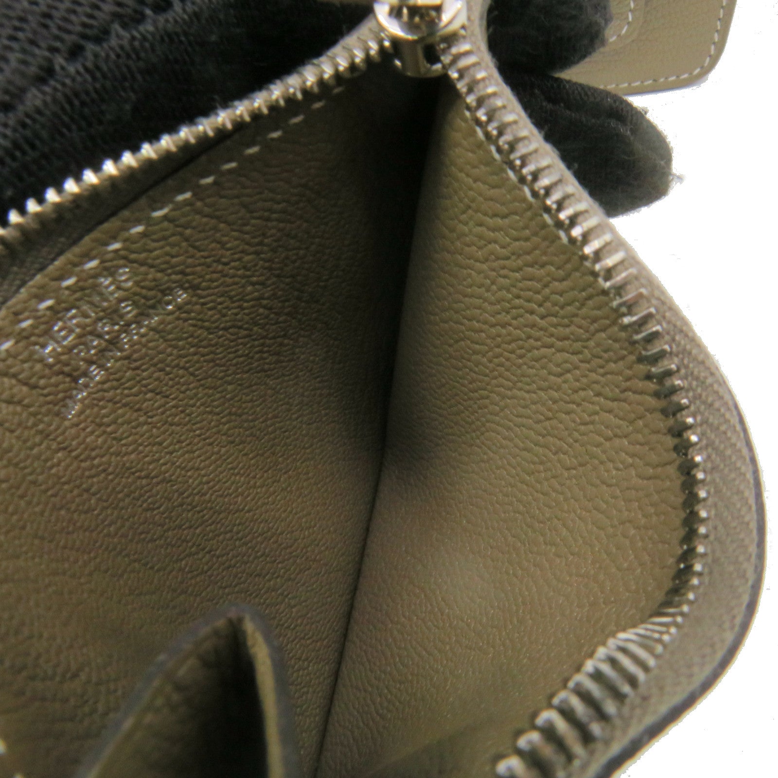 HERMES Chevre皮革Roulis Slim银扣钱包Etoupe大象灰色