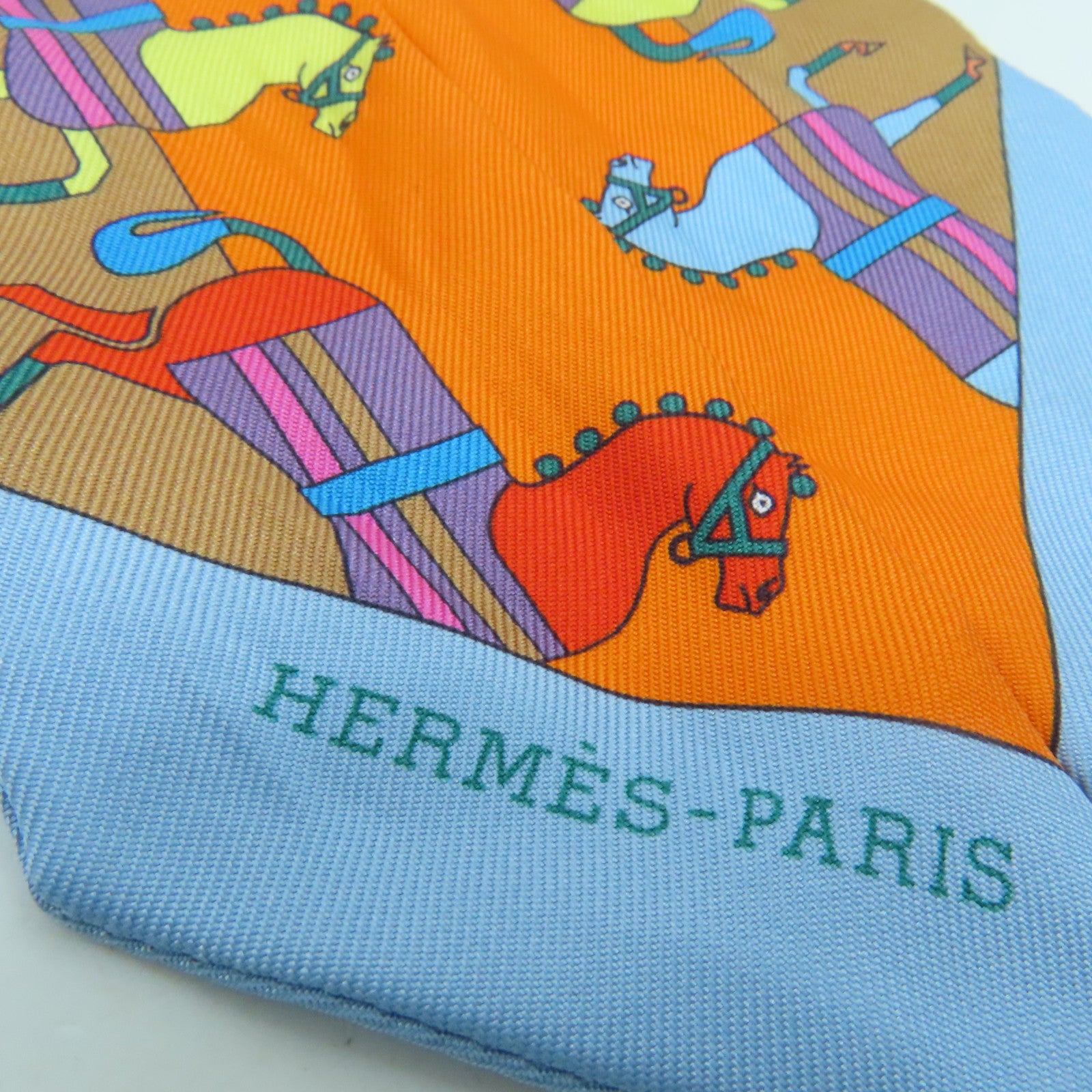 HERMES Silk Twilly Scarf Orange/Pink