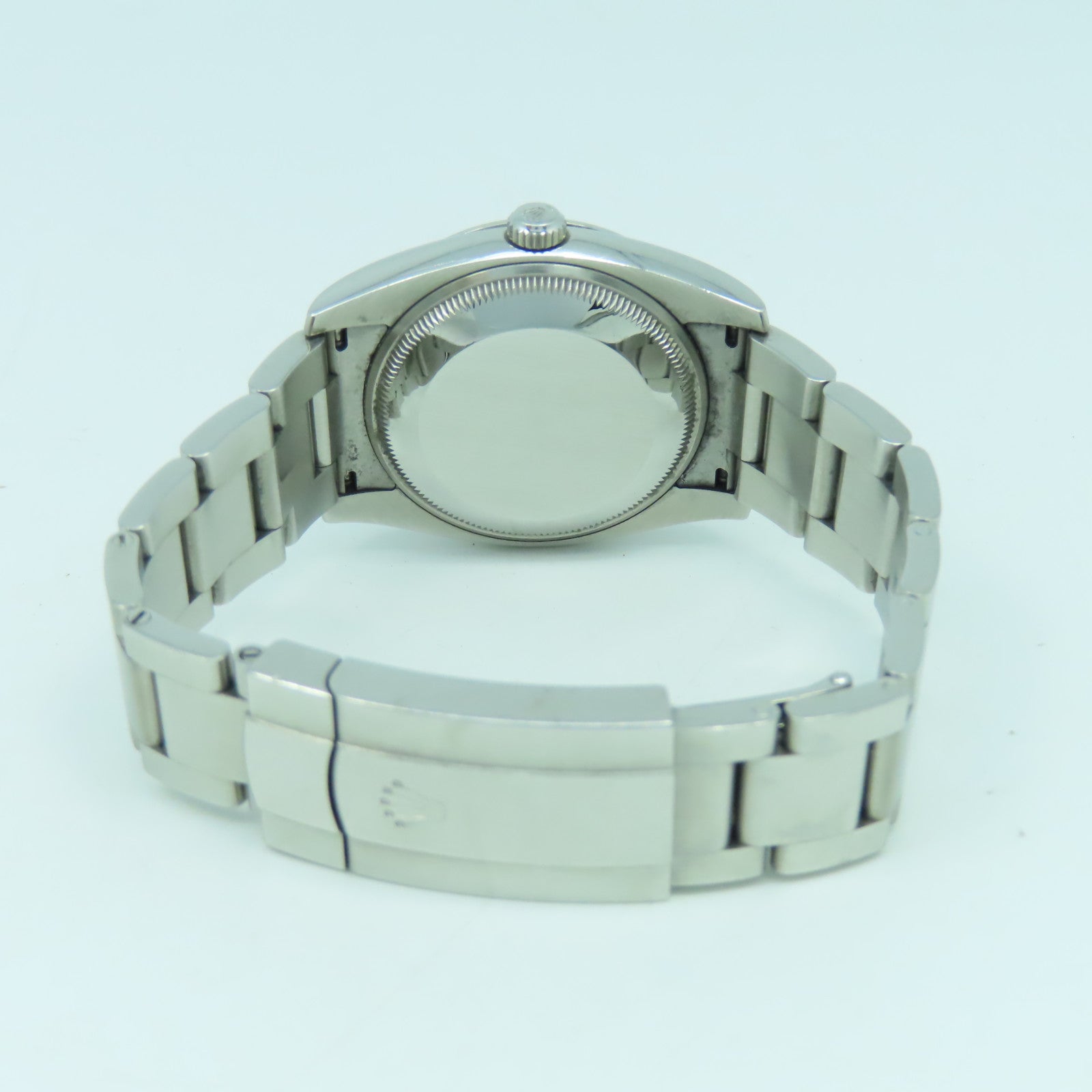 ROLEX 不鏽鋼Oyster Perpetual手錶銀色/藍色#17.5cm