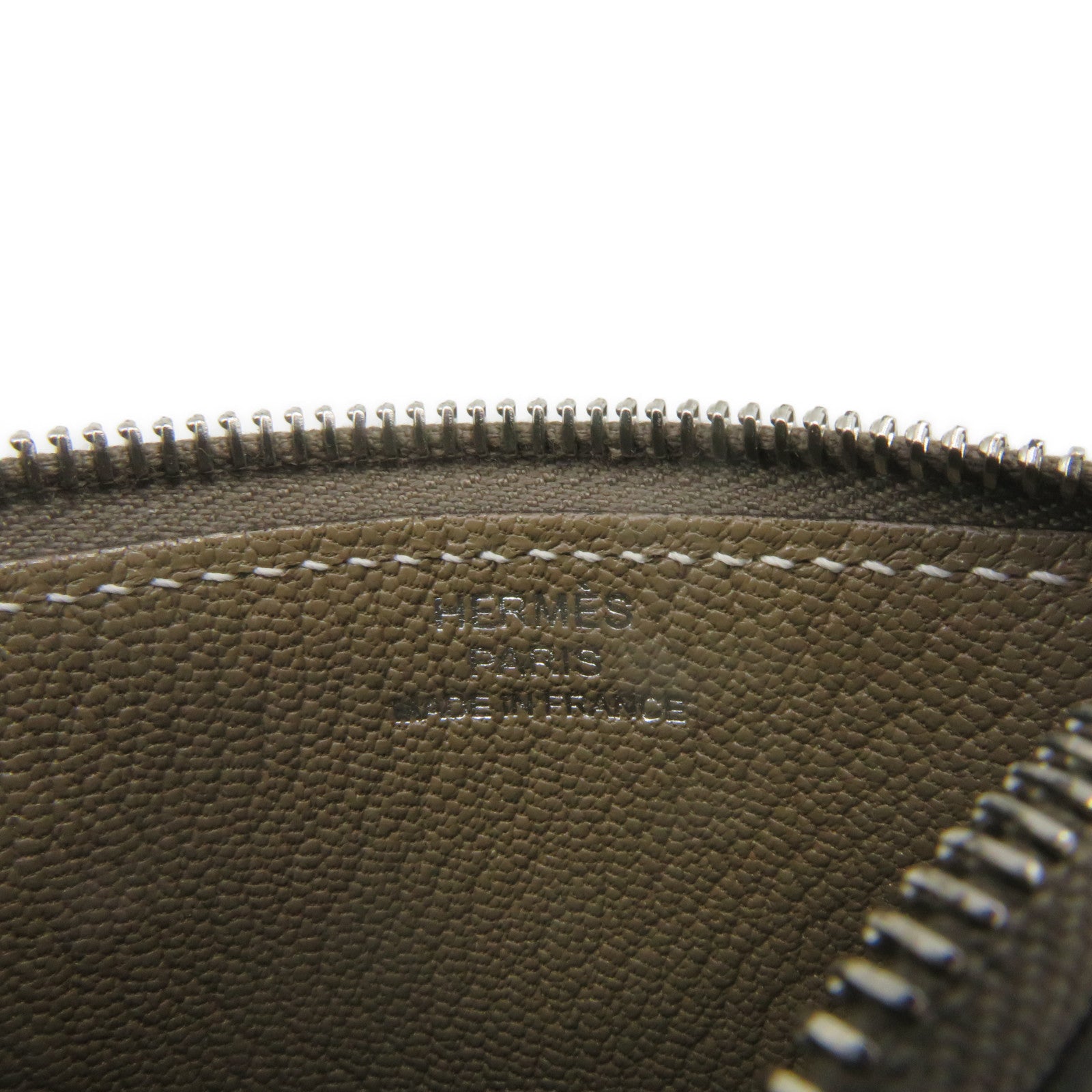 HERMES Chevre皮革Roulis Slim银扣钱包Etoupe大象灰色