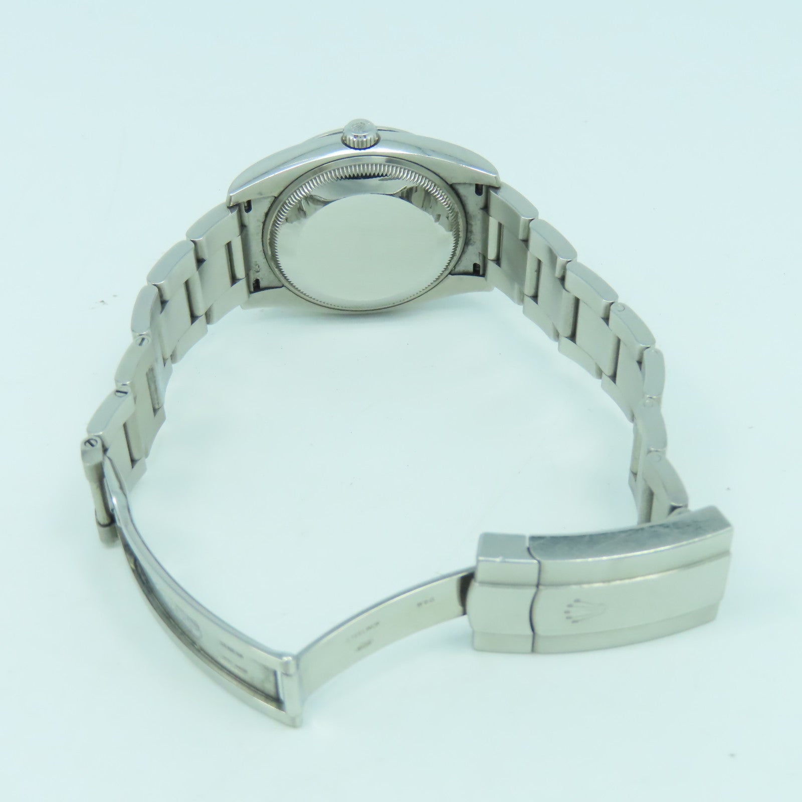 ROLEX 不鏽鋼Oyster Perpetual手錶銀色/藍色#17.5cm