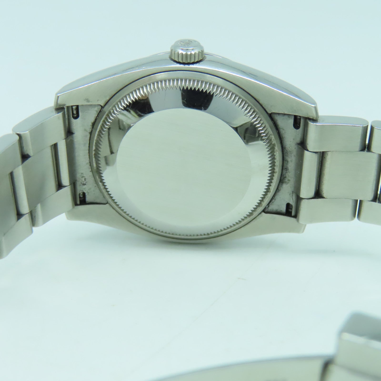 ROLEX 不鏽鋼Oyster Perpetual手錶銀色/藍色#17.5cm
