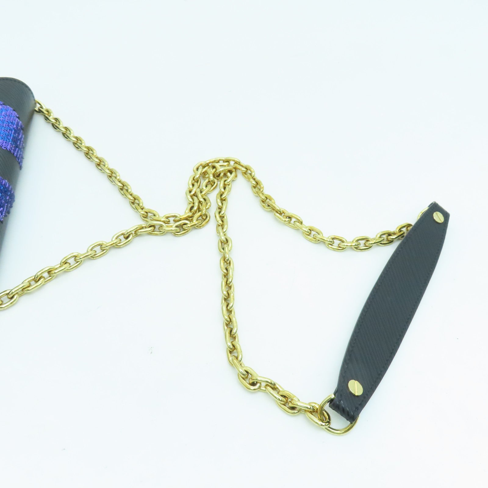 LOUIS VUITTON Epi Twist Sequin Bird金扣链带肩背袋黑色