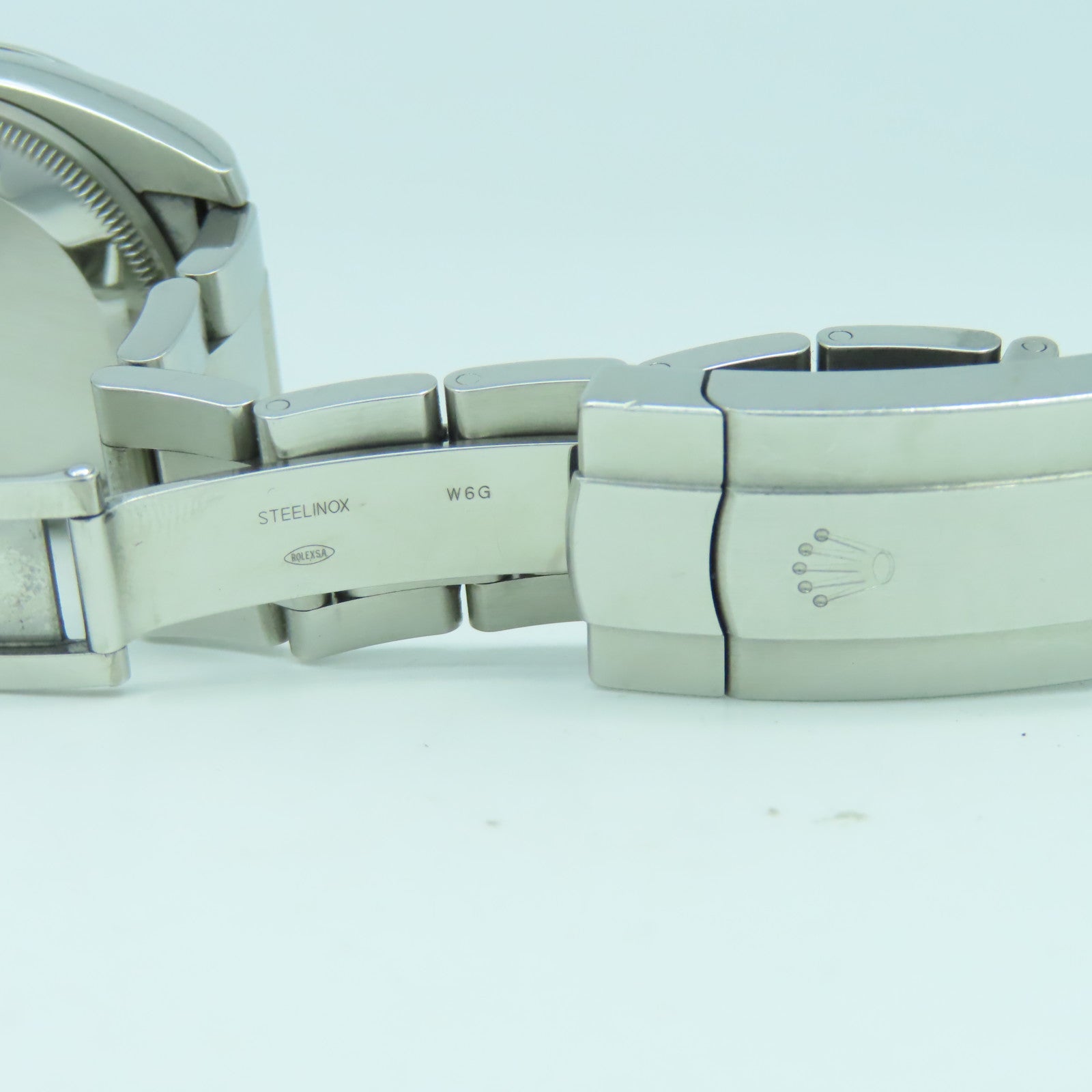 ROLEX 不鏽鋼Oyster Perpetual手錶銀色/藍色#17.5cm