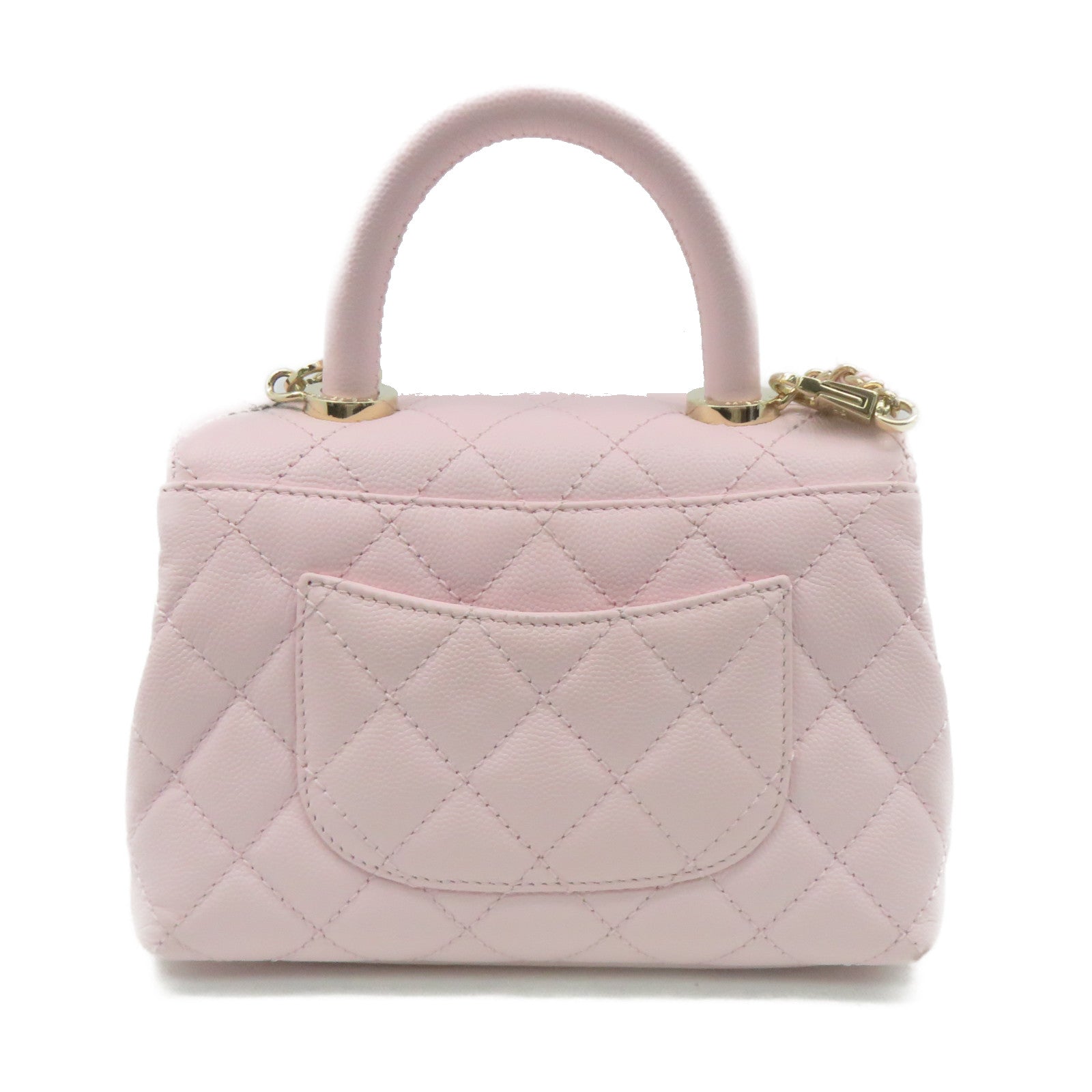 CHANEL 菱格Caviar皮革2way Shoulder Bag金扣鏈帶手挽肩背兩用袋粉紅色