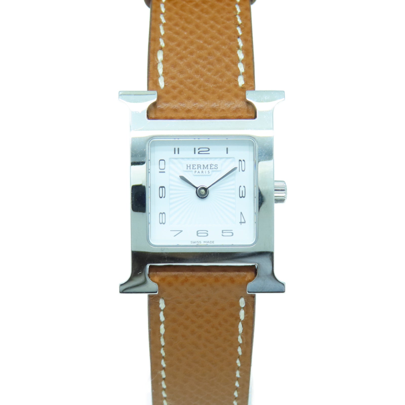 HERMES Heure H watch不锈钢手表石英机芯白色
