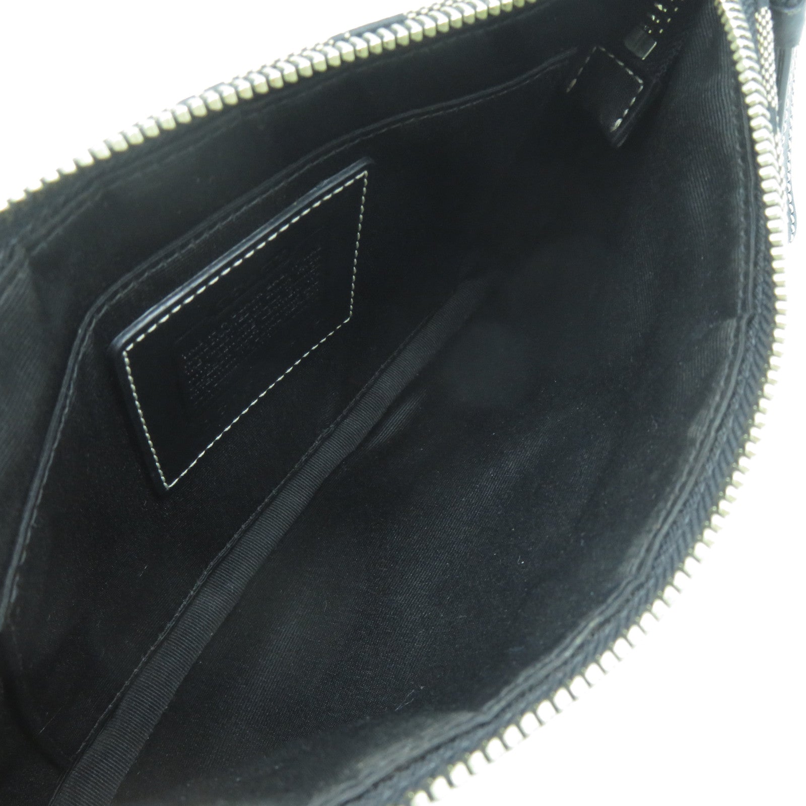 COACH 帆布Shoulder Bag銀扣肩背袋黑色/啡色