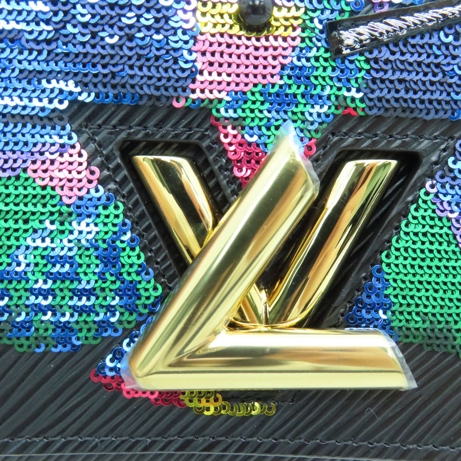LOUIS VUITTON Epi Twist Sequin Bird金扣链带肩背袋黑色